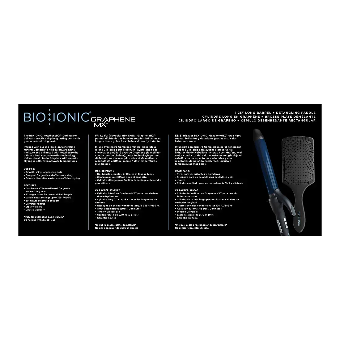 Bio Ionic Graphene MX Long Barrel Curling Iron 1.25" with Brush - Image 3