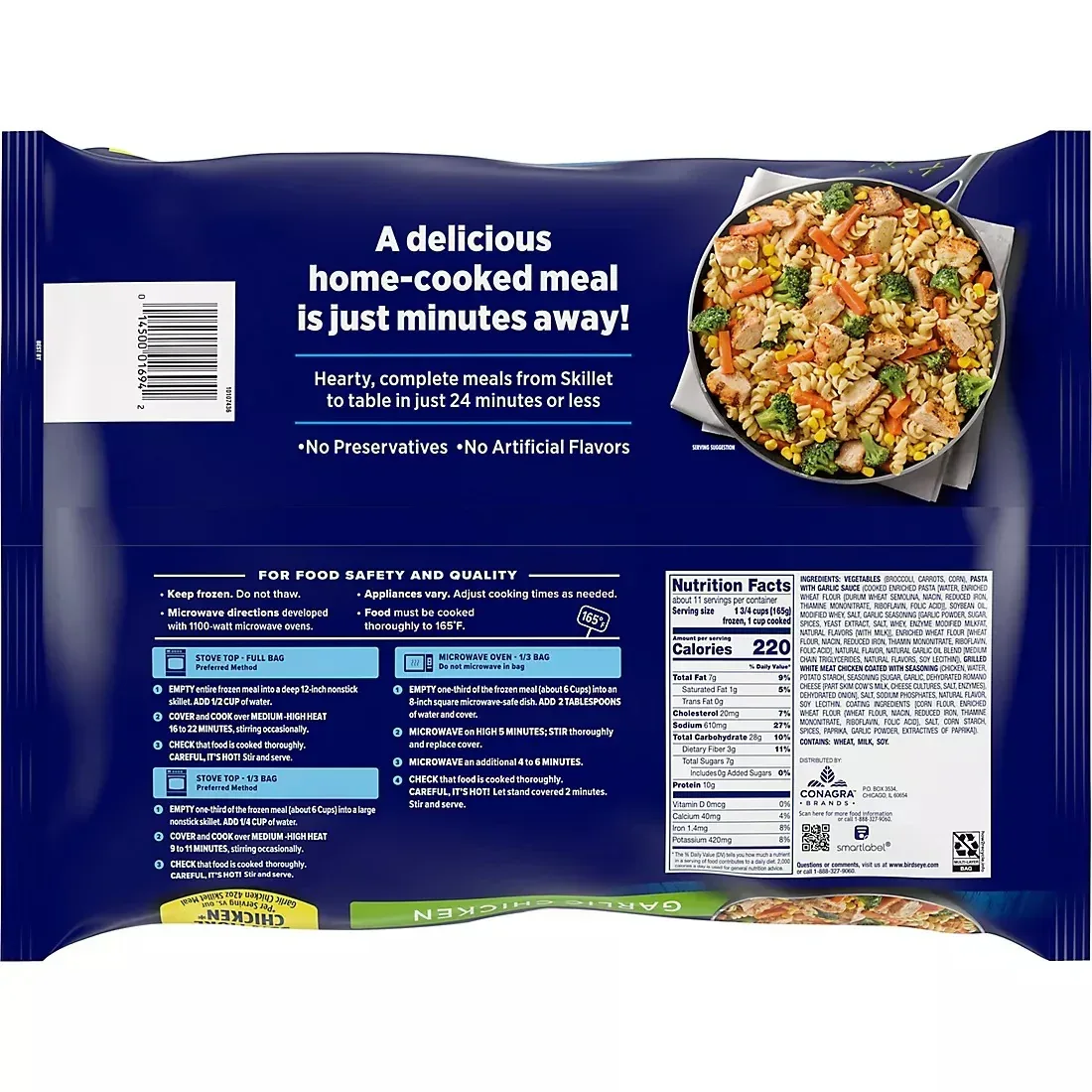 Birds Eye Garlic Chicken, Mixed Vegetables, and Pasta, 63 oz. - Image 2