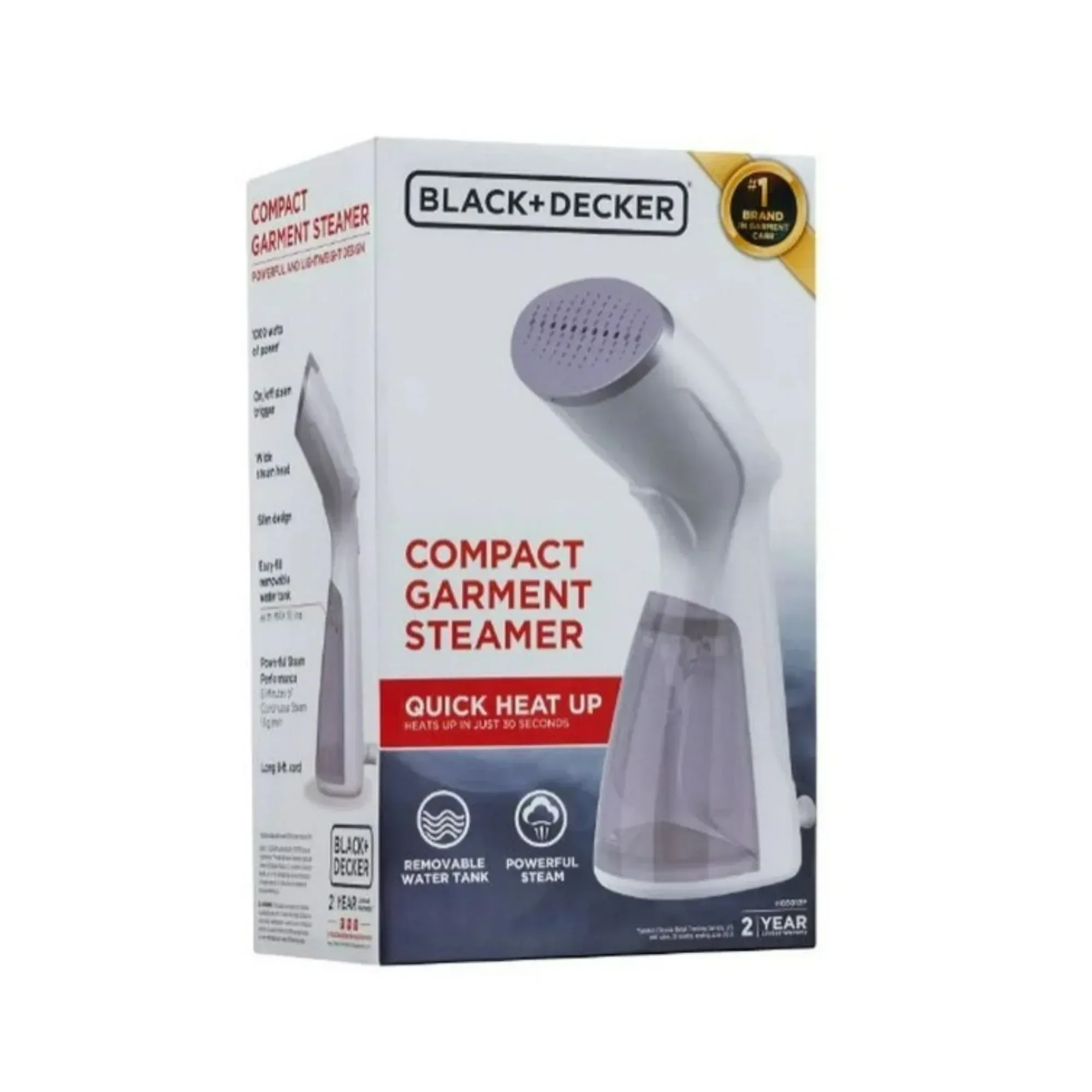 BLACK+DECKER 1000W Compact Garment Steamer with Pump Heater, Removable Water Tank, and Quick Heat-up - Image 2