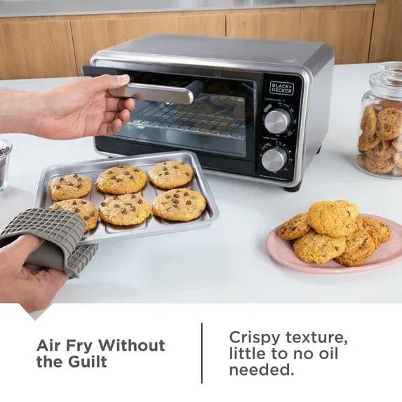 Black+Decker Crisp ‘N Bake PRO Stainless Steel 4-Slice Air Fryer Toaster Oven - Image 2