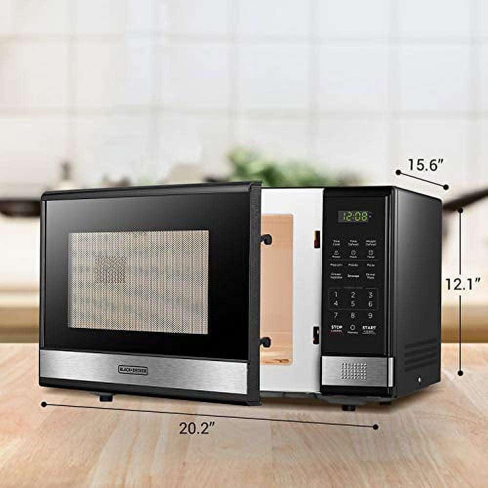 BLACK+DECKER EM031MB11 Digital Microwave Oven with Turntable Push-Button Door, Child Safety Lock, 1000W, 1.1cu.ft, Black & Stainless Steel, 1.1 Cu.ft - Image 8