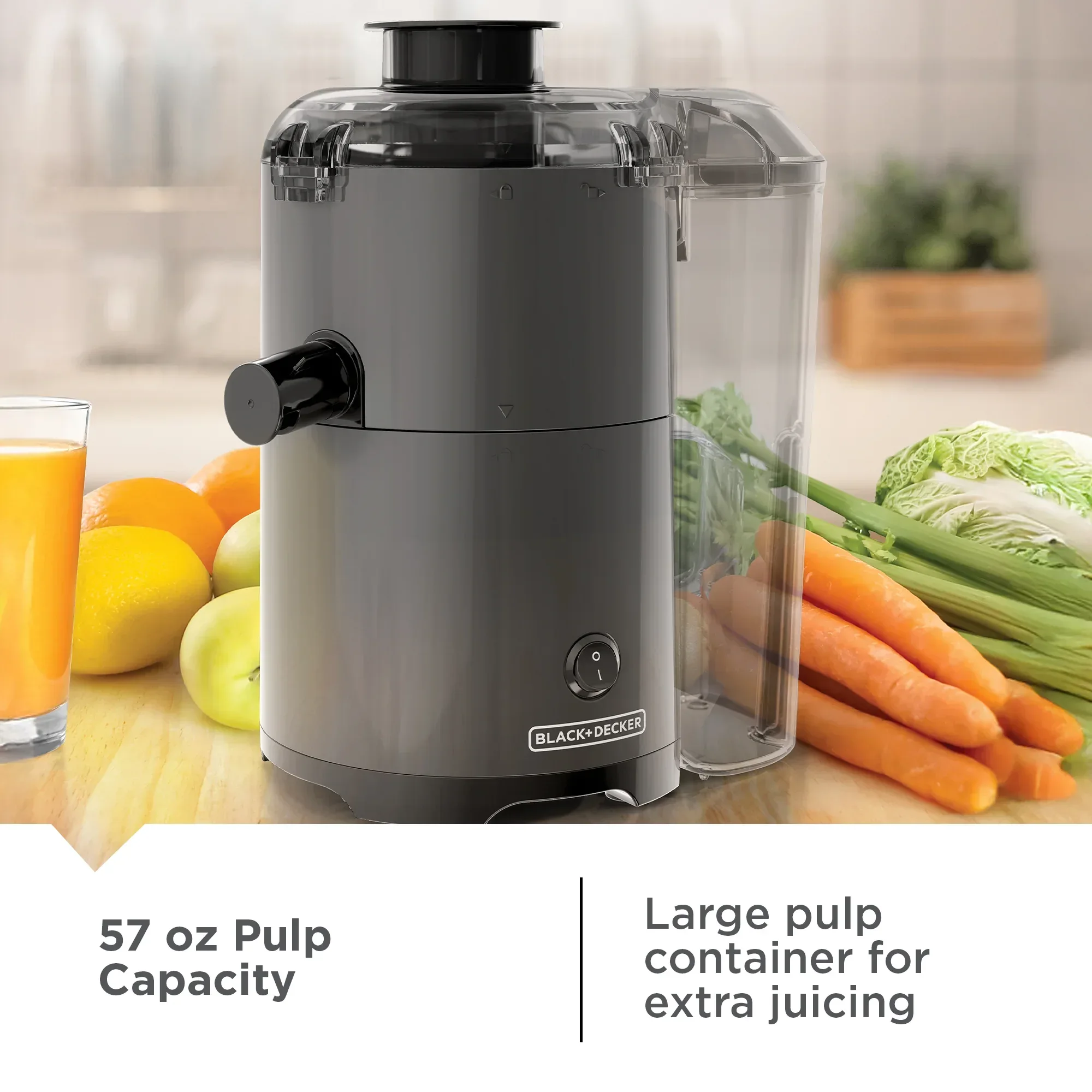 BLACK+DECKER Fruit & Vegetable Juicer Extractor, 400-Watt, Quiet, Black Plastic - Image 3
