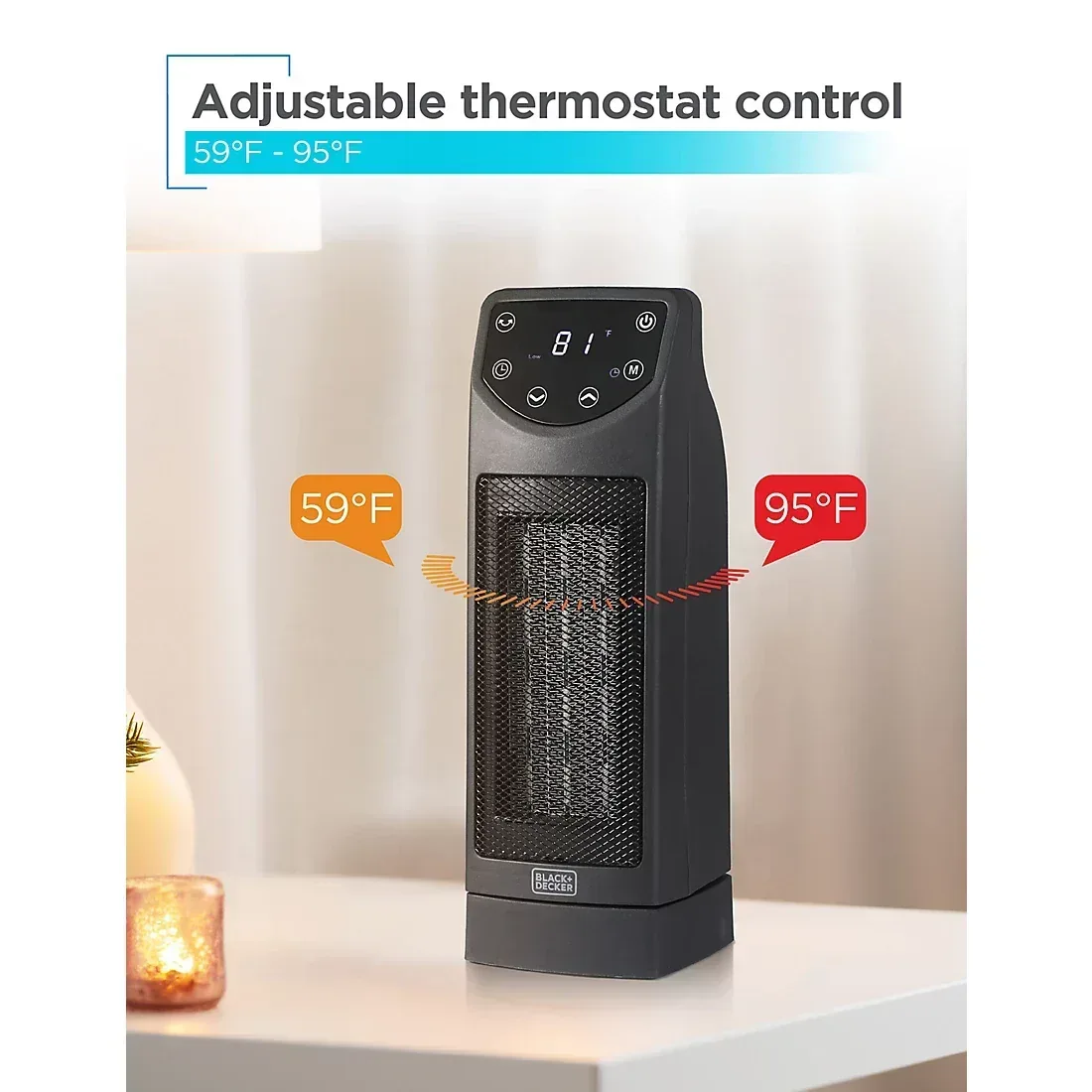 BLACK+DECKER Oscillating Ceramic Desktop Heater with Remote, 1500W Space Heater and Fan Combo - Image 2