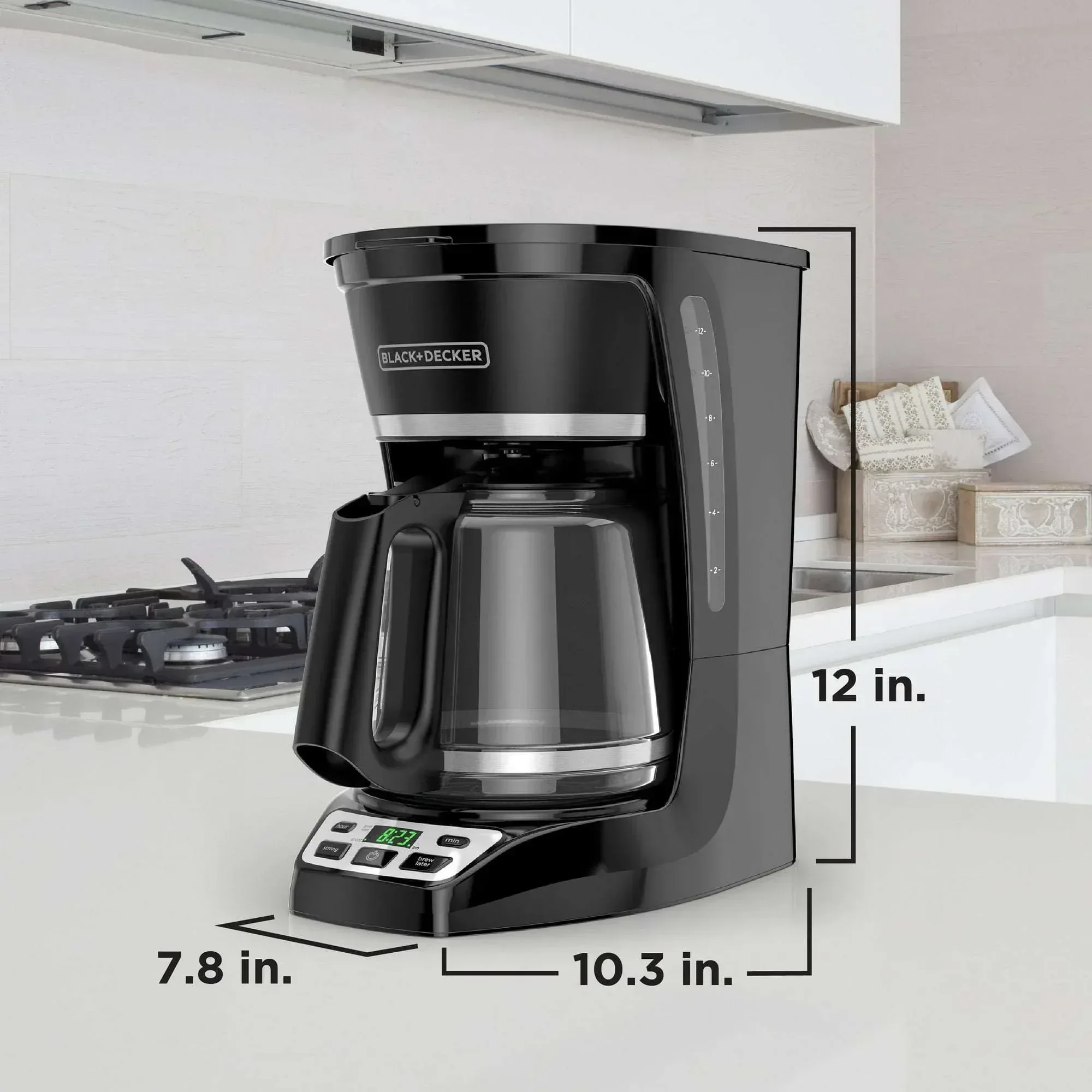 BLACK+DECKER Programmable 12-Cup Drip Coffee Maker with Custom Brew Strength, Black - Image 2