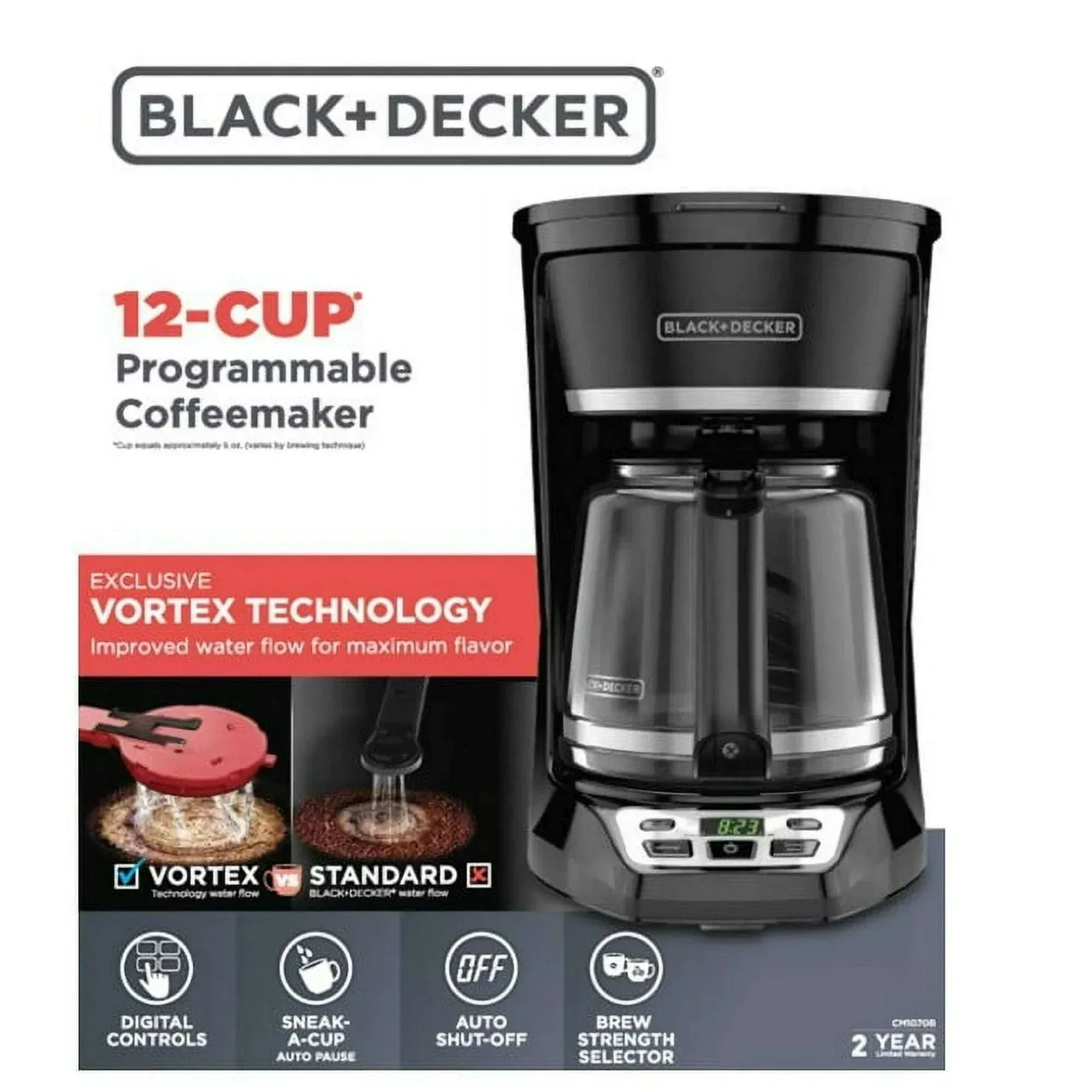 BLACK+DECKER Programmable 12-Cup Drip Coffee Maker with Custom Brew Strength, Black - Image 4