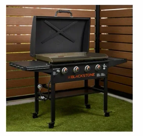 Blackstone Original 4-Burner 36" Propane Omnivore Outdoor Griddle with Hood and Folding Side Shelves - Image 2
