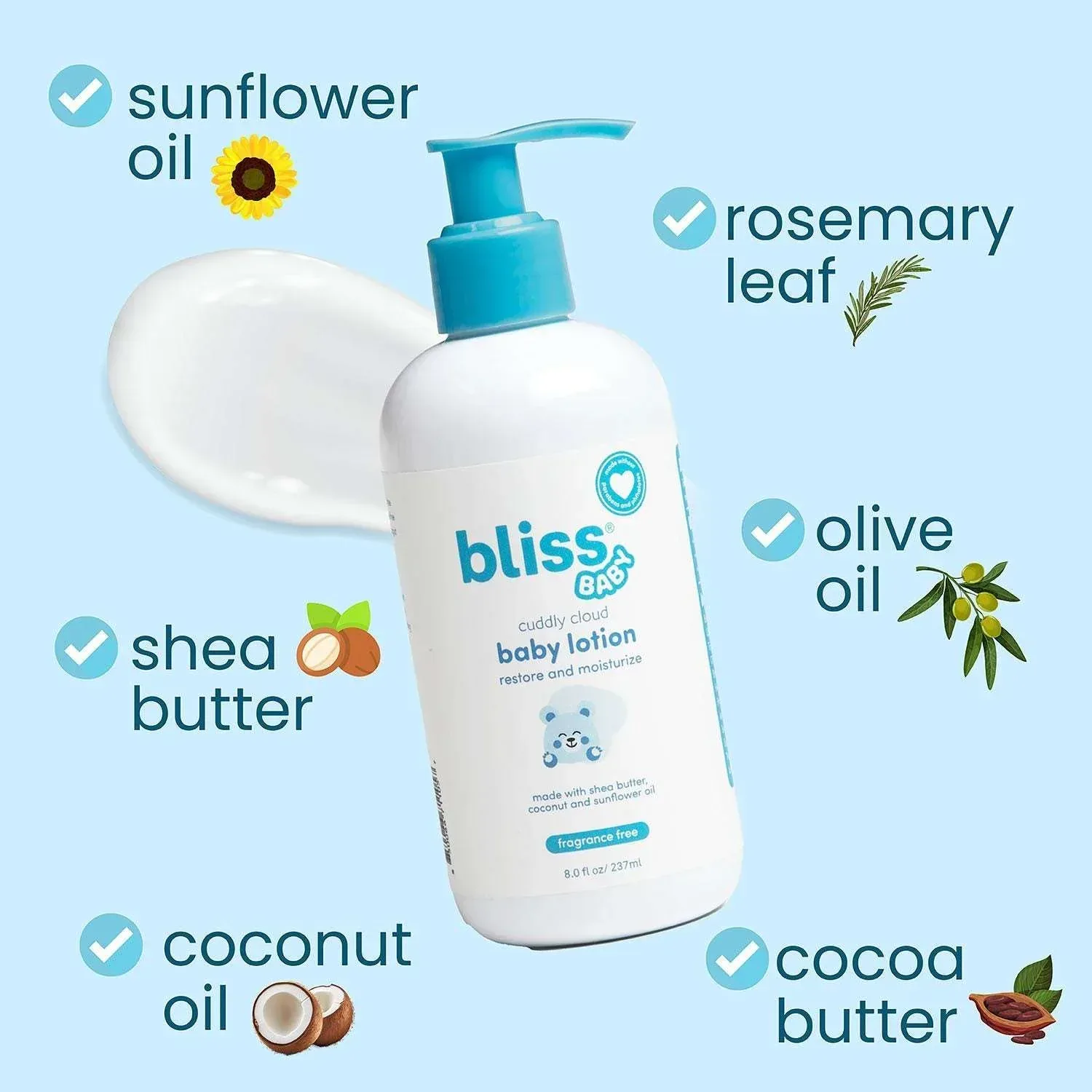 Bliss Baby Bath Bundle, 2-in-1 Shampoo + Body Wash & Lotion, 8 fl. oz., 2 pk. - Image 3
