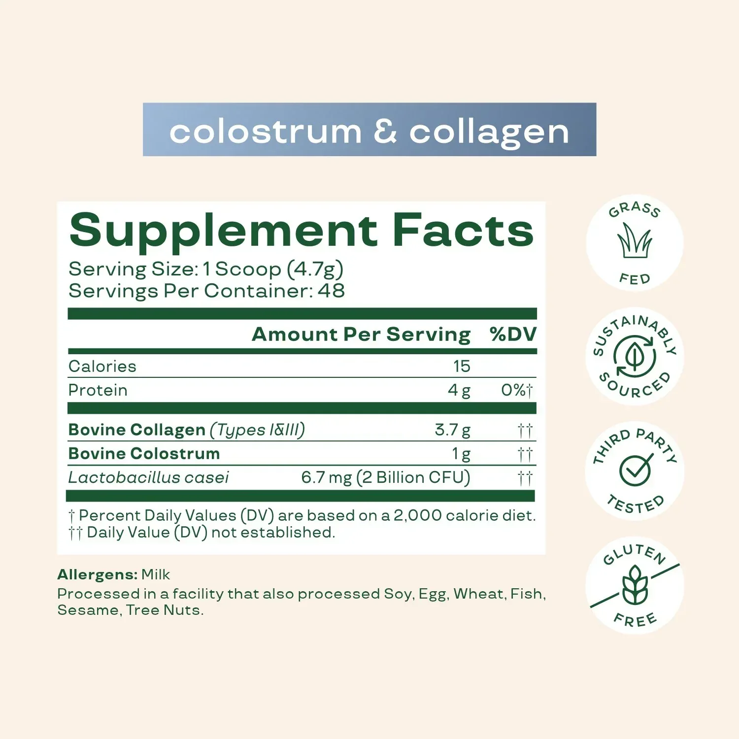 Bloom Nutrition Colostrum & Collagen Peptides, 0.64 lbs. - Image 3
