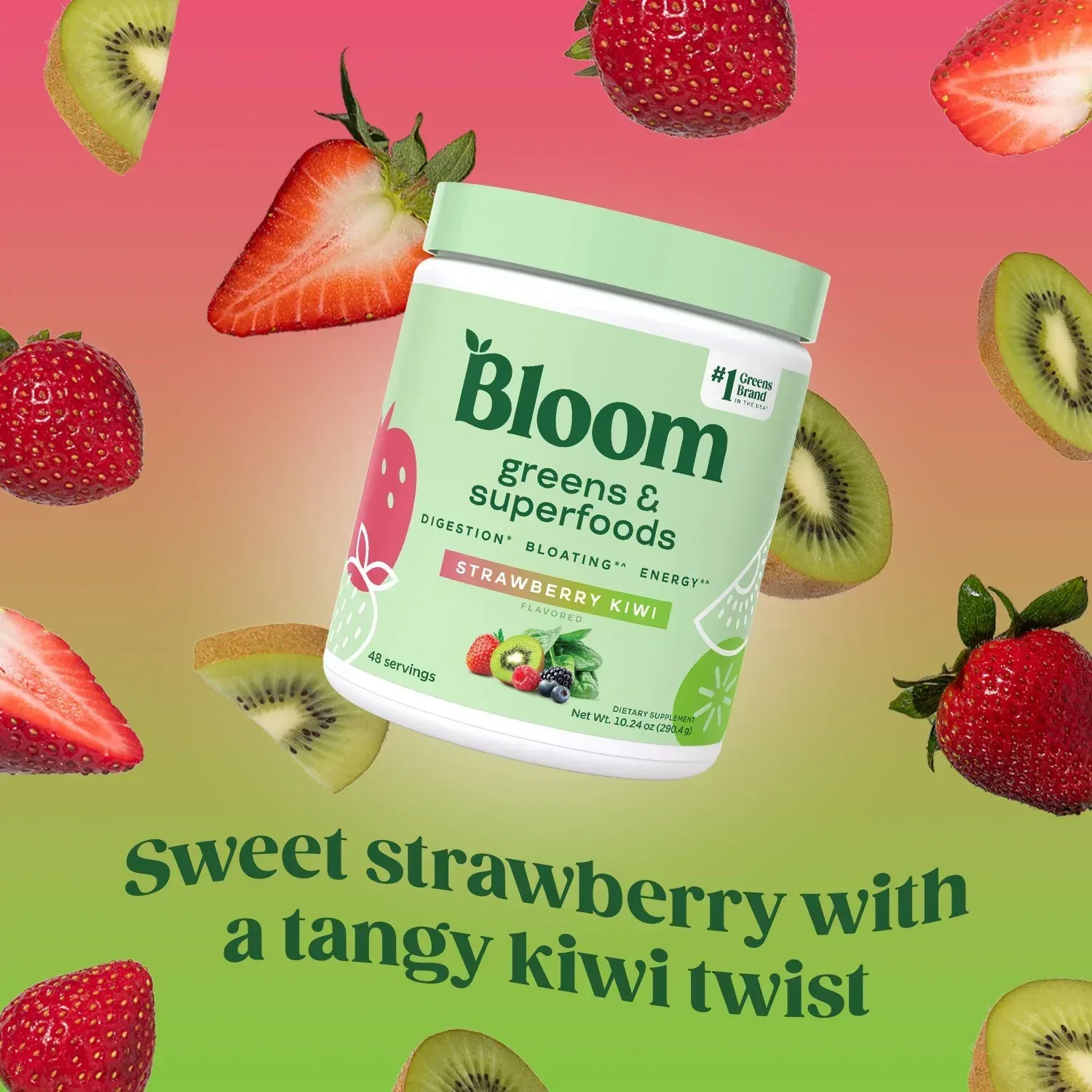 Bloom Nutrition Greens & Superfoods Powder, Strawberry Kiwi, 0.5 lbs. - Image 4