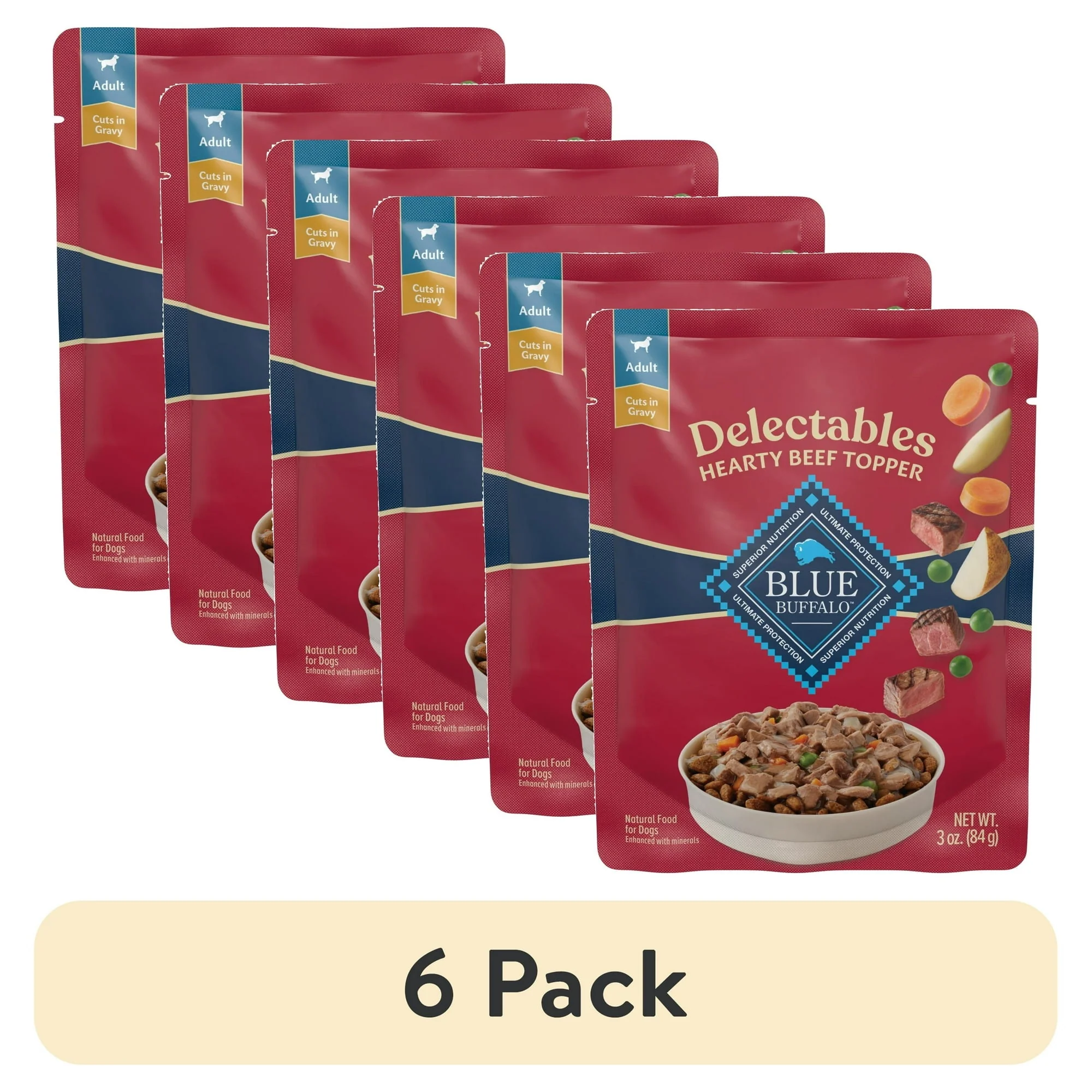 Blue Buffalo Delectables Natural Wet Dog Food Toppers, Hearty Beef, 3-oz Pouch - Image 11