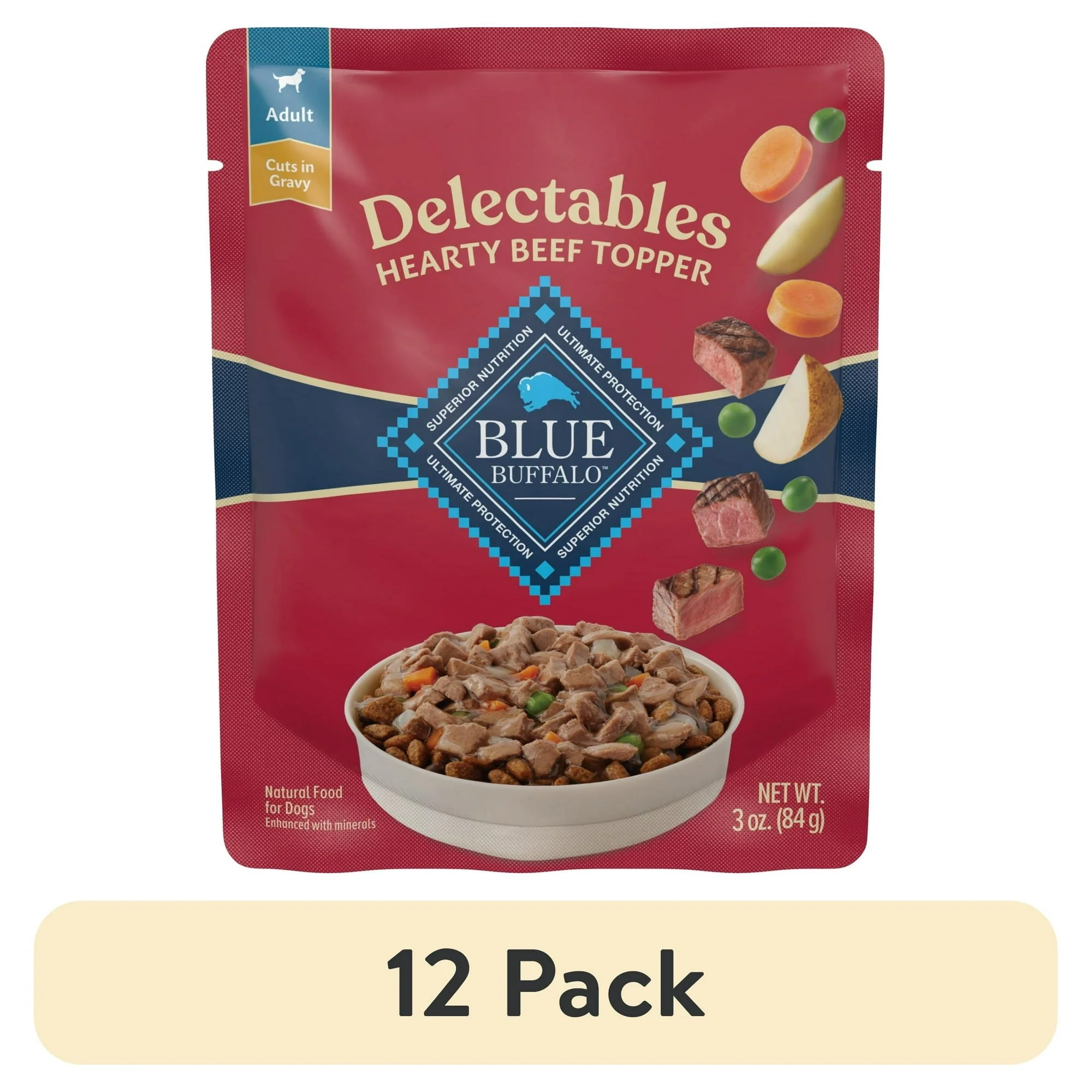 Blue Buffalo Delectables Natural Wet Dog Food Toppers, Hearty Beef, 3-oz Pouch - Image 12
