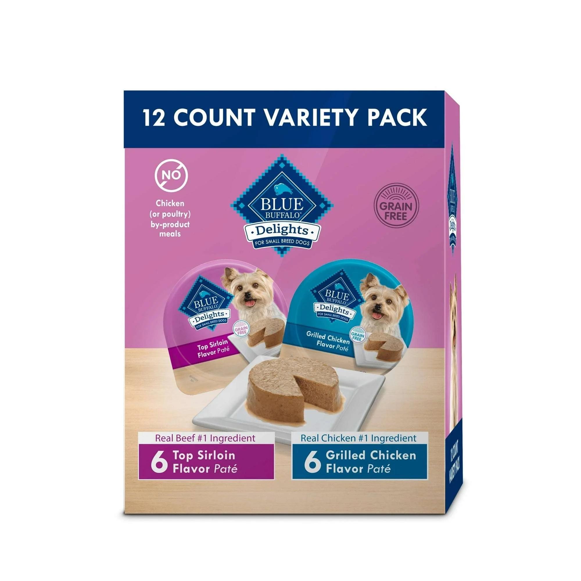 Blue Buffalo Delights Small Breed Natural Wet Dog Food Variety Pack, 3.5-oz. Cups, 12 Count