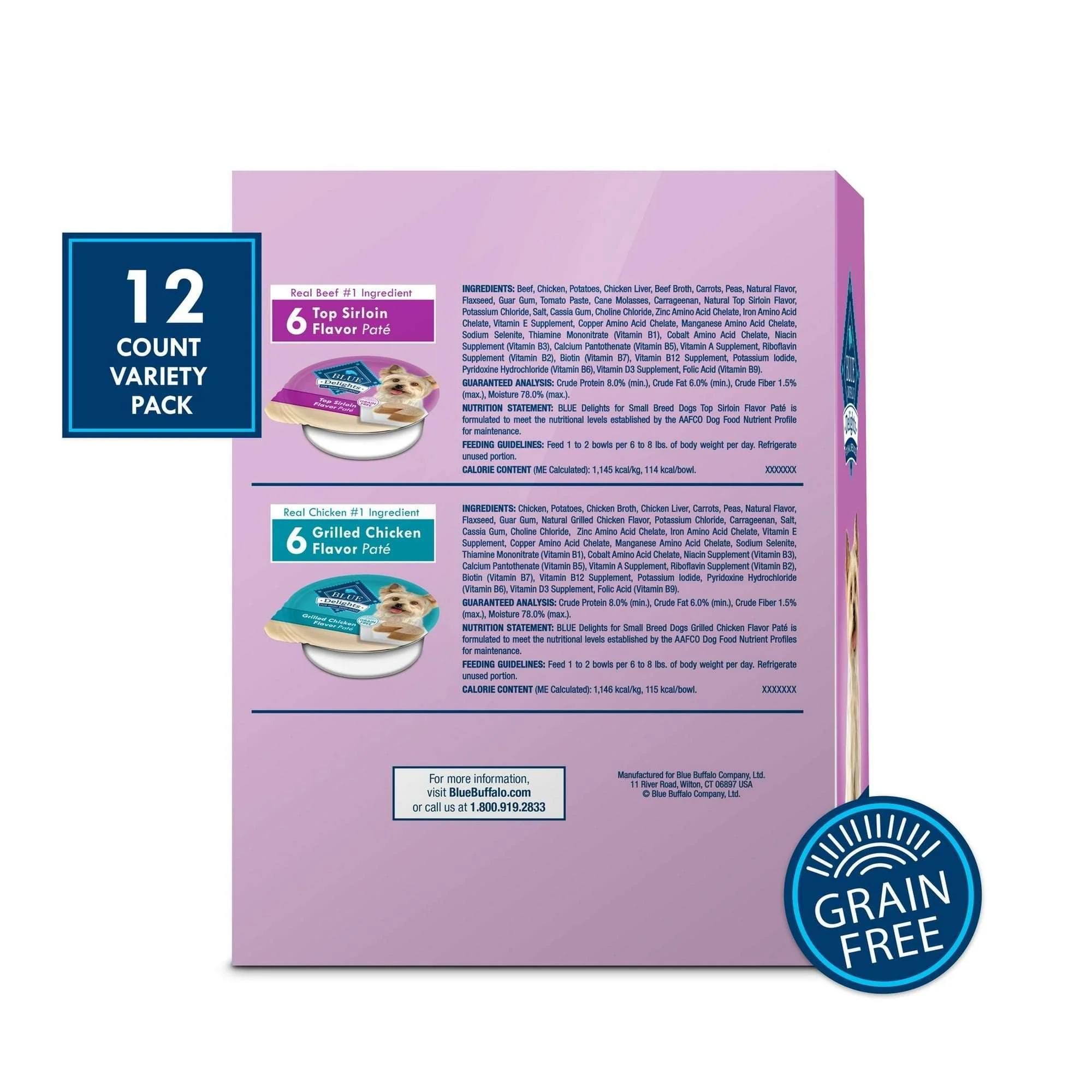 Blue Buffalo Delights Small Breed Natural Wet Dog Food Variety Pack, 3.5-oz. Cups, 12 Count - Image 2