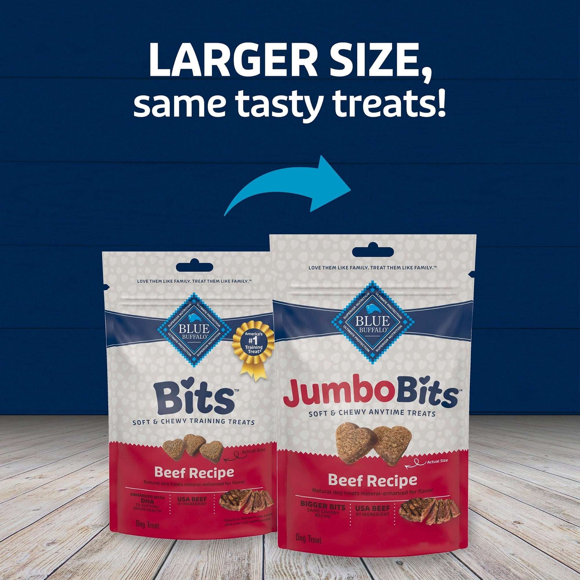 Blue Buffalo Jumbo Bits Beef Recipe, Soft & Chewy Natural Dog Treats, 11 oz. Bag - Image 3
