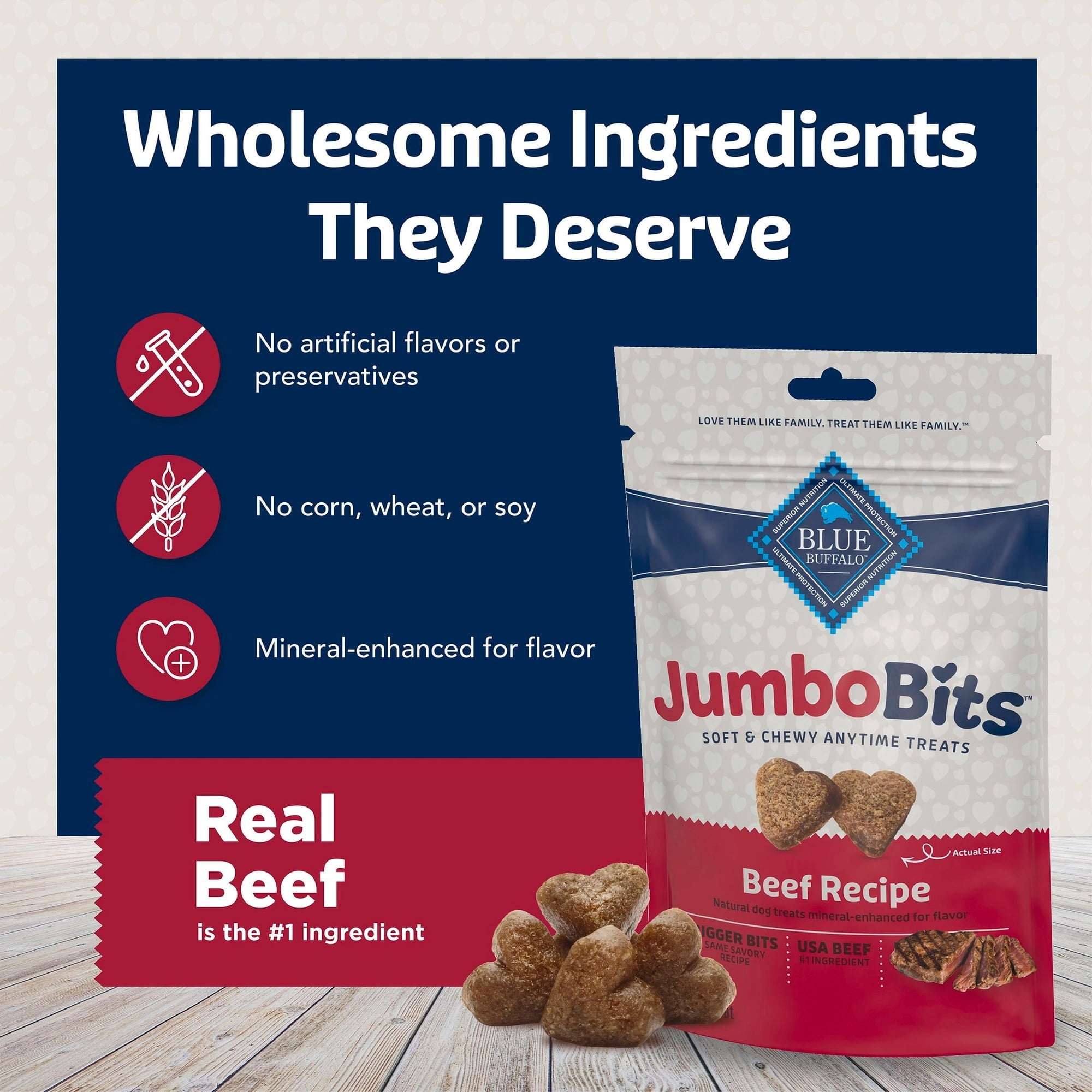 Blue Buffalo Jumbo Bits Beef Recipe, Soft & Chewy Natural Dog Treats, 11 oz. Bag - Image 7