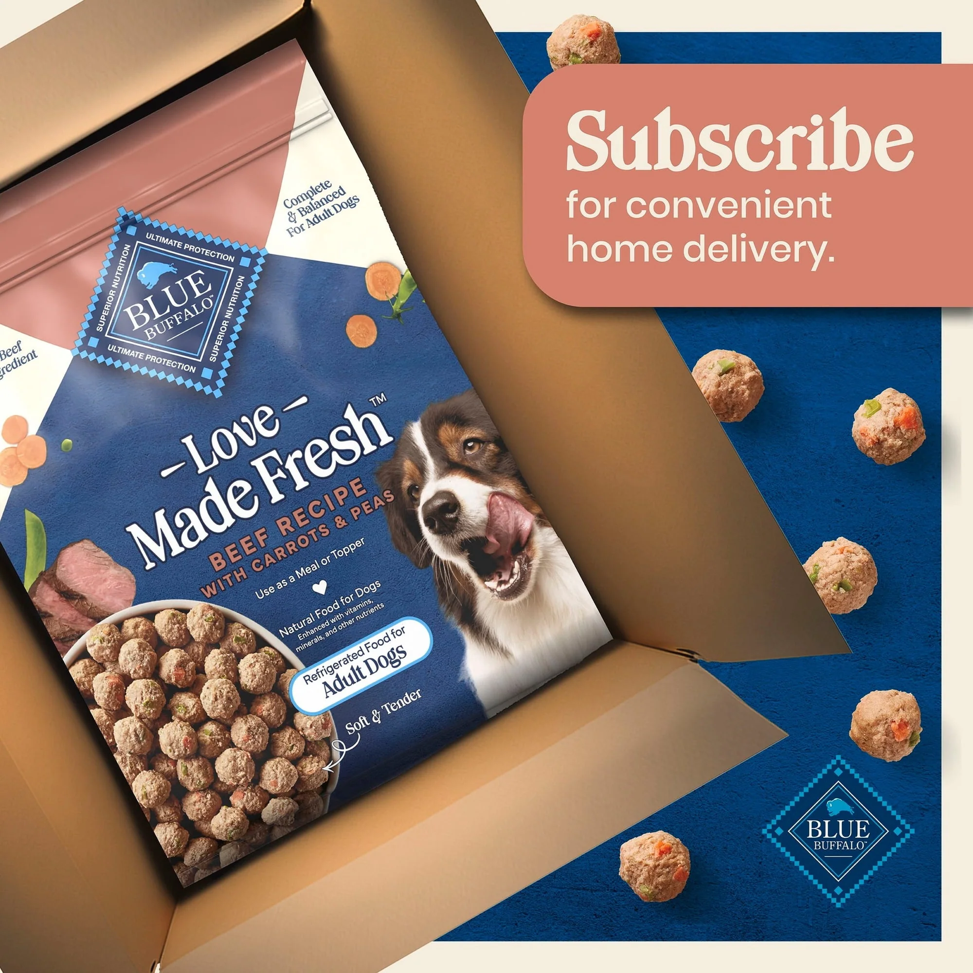 Blue Buffalo Love Made Fresh Dog Food, Refrigerated, Beef Meatball 1.5lb Pouch - Image 11