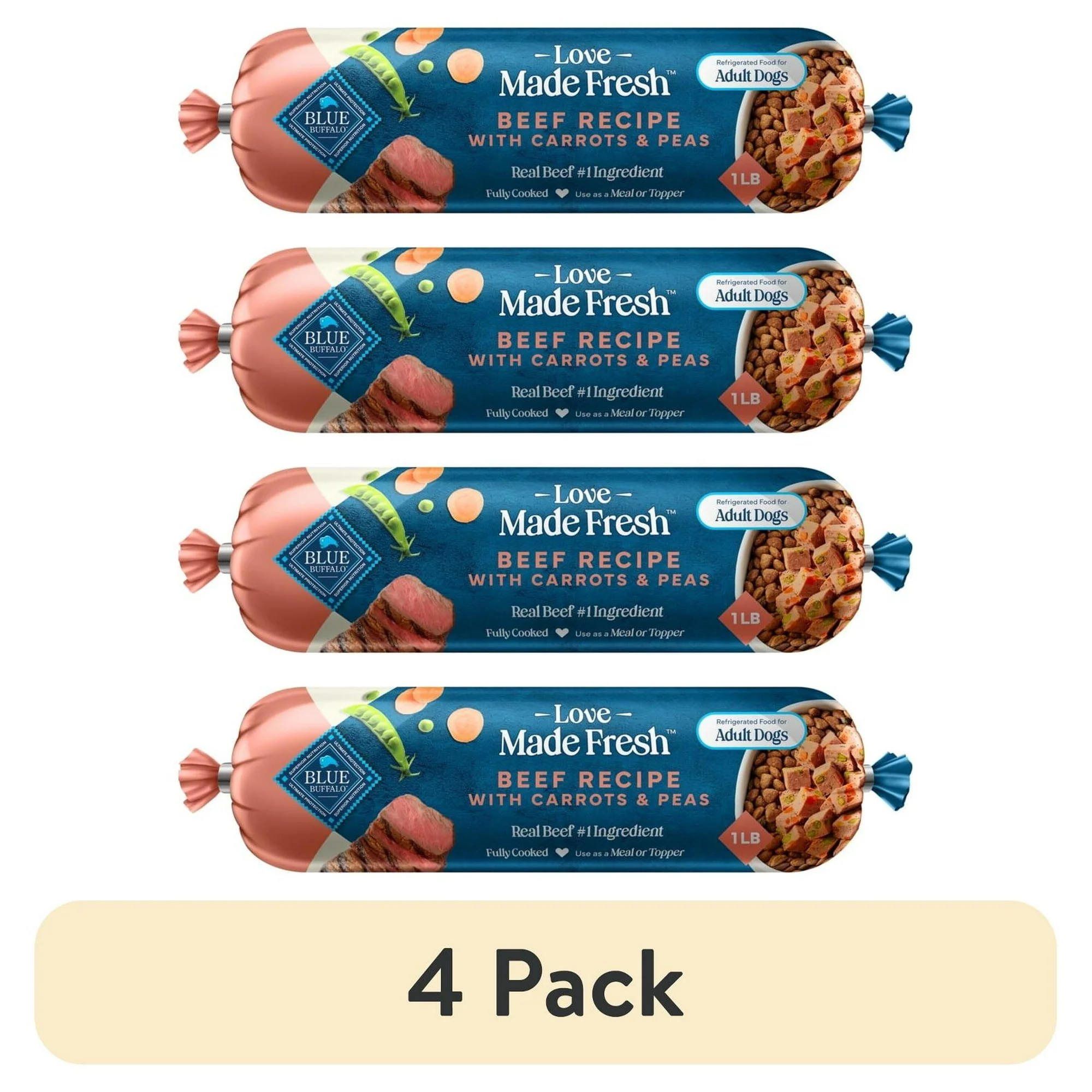 Blue Buffalo Love Made Fresh Dog Food, Refrigerated, Beef Recipe, 1-lb Roll - Image 12