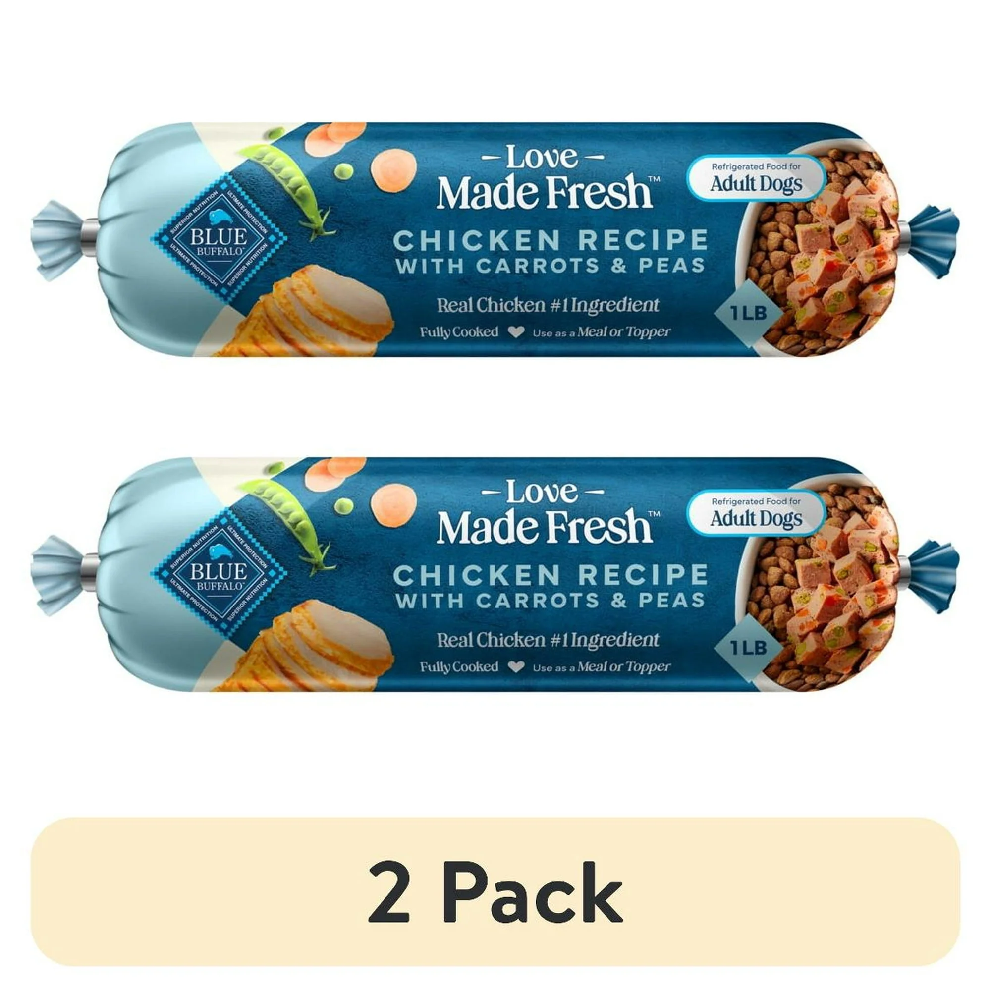 Blue Buffalo Love Made Fresh Dog Food, Refrigerated, Chicken Recipe, 1-lb Roll