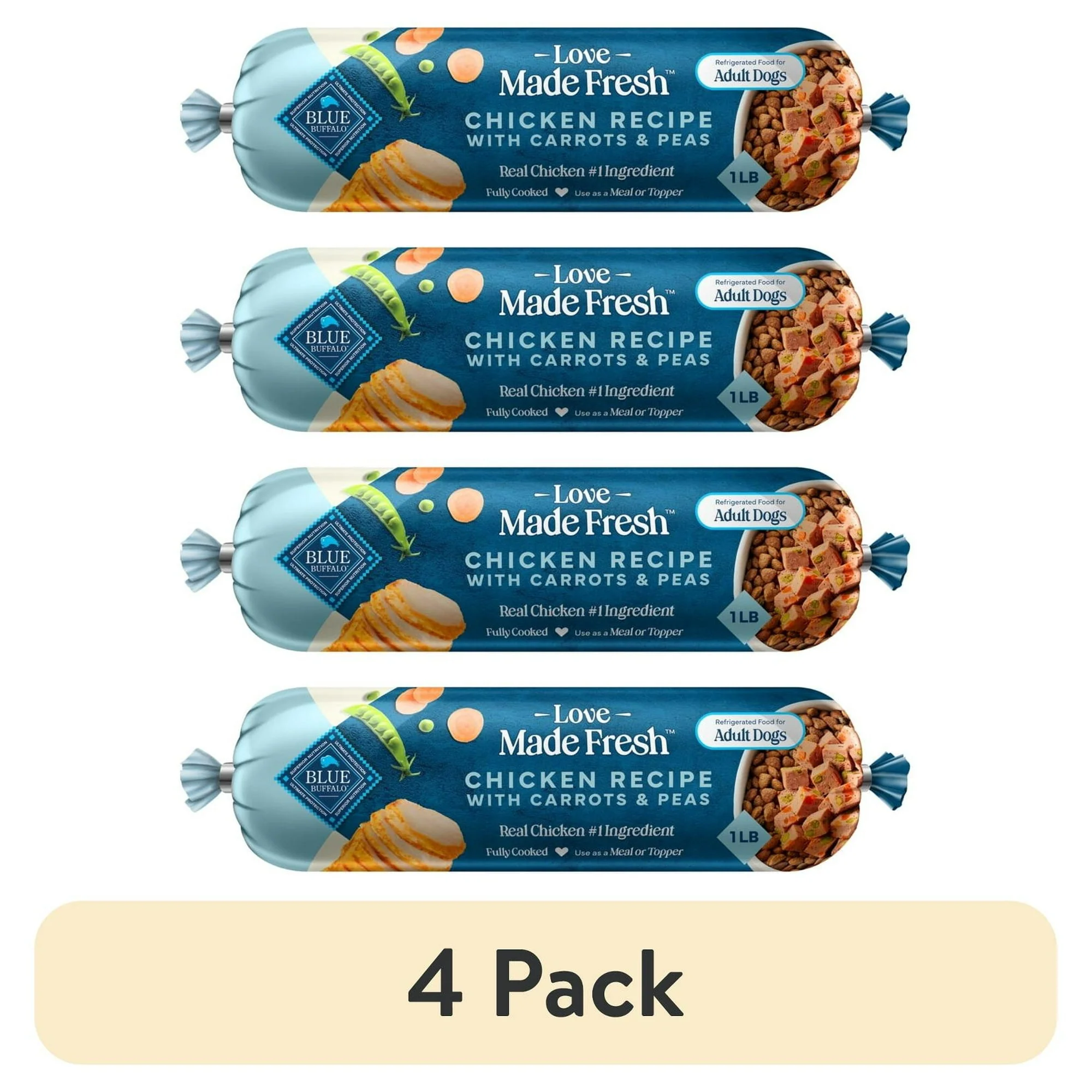 Blue Buffalo Love Made Fresh Dog Food, Refrigerated, Chicken Recipe, 1-lb Roll - Image 14