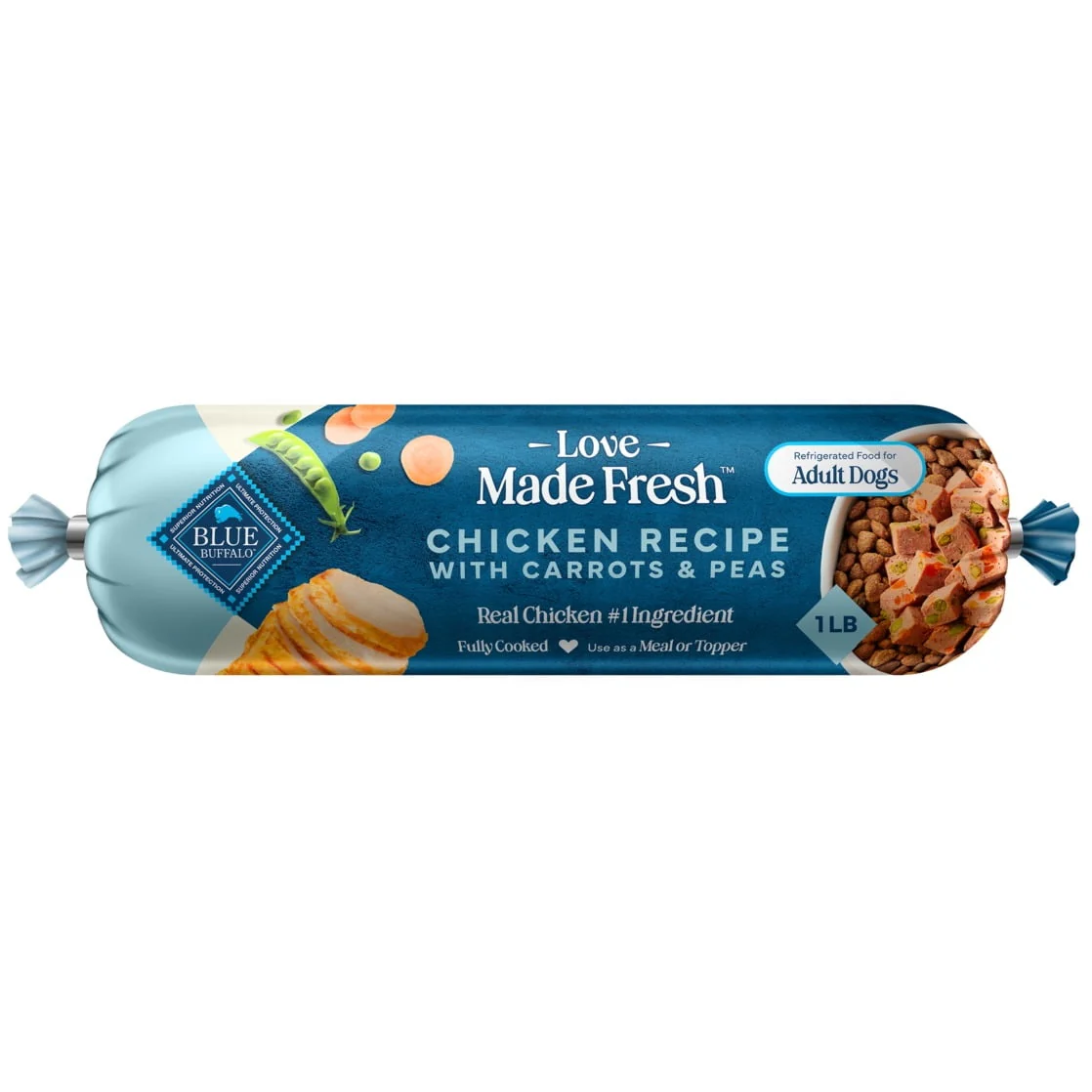 Blue Buffalo Love Made Fresh Dog Food, Refrigerated, Chicken Recipe, 1-lb Roll - Image 2