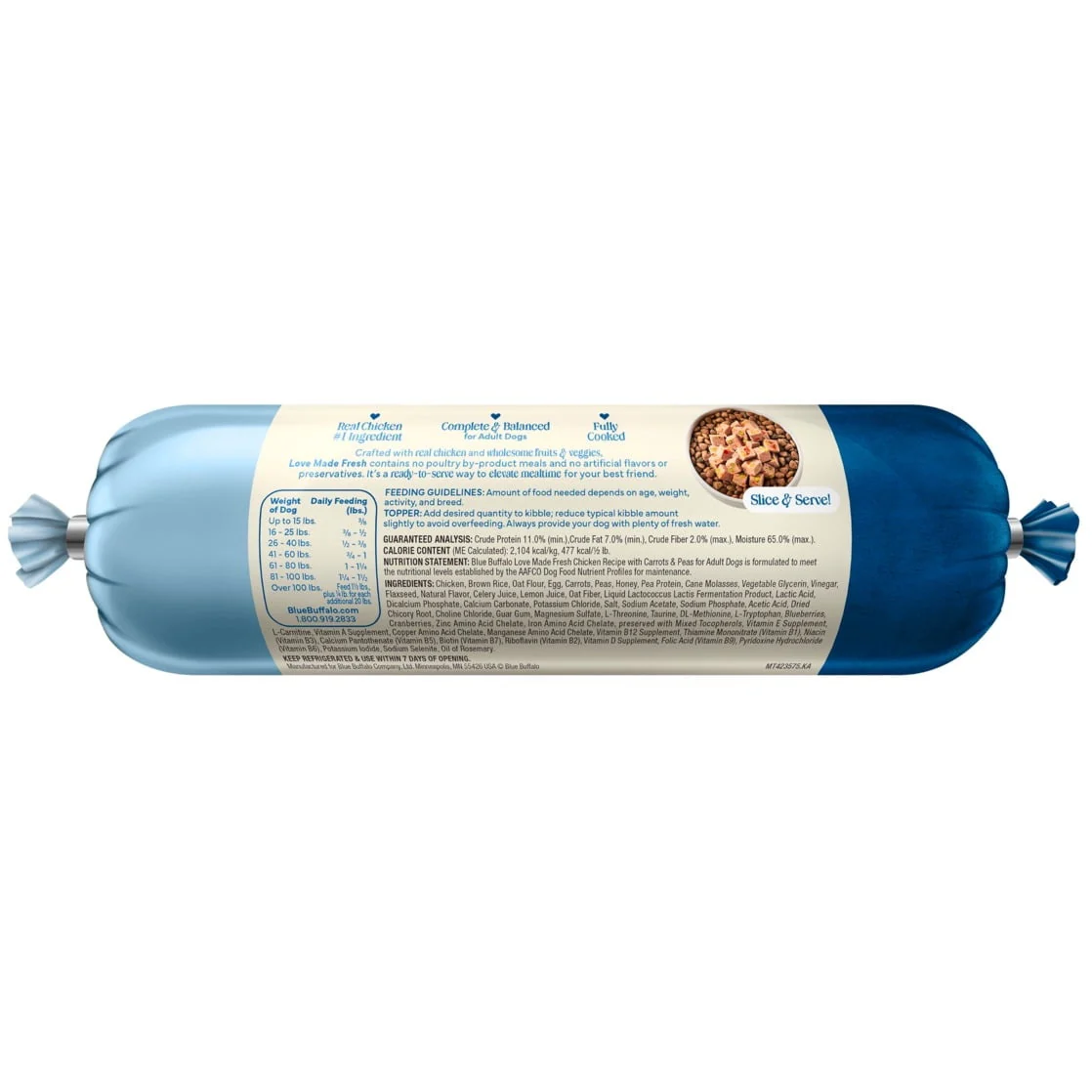 Blue Buffalo Love Made Fresh Dog Food, Refrigerated, Chicken Recipe, 1-lb Roll - Image 3