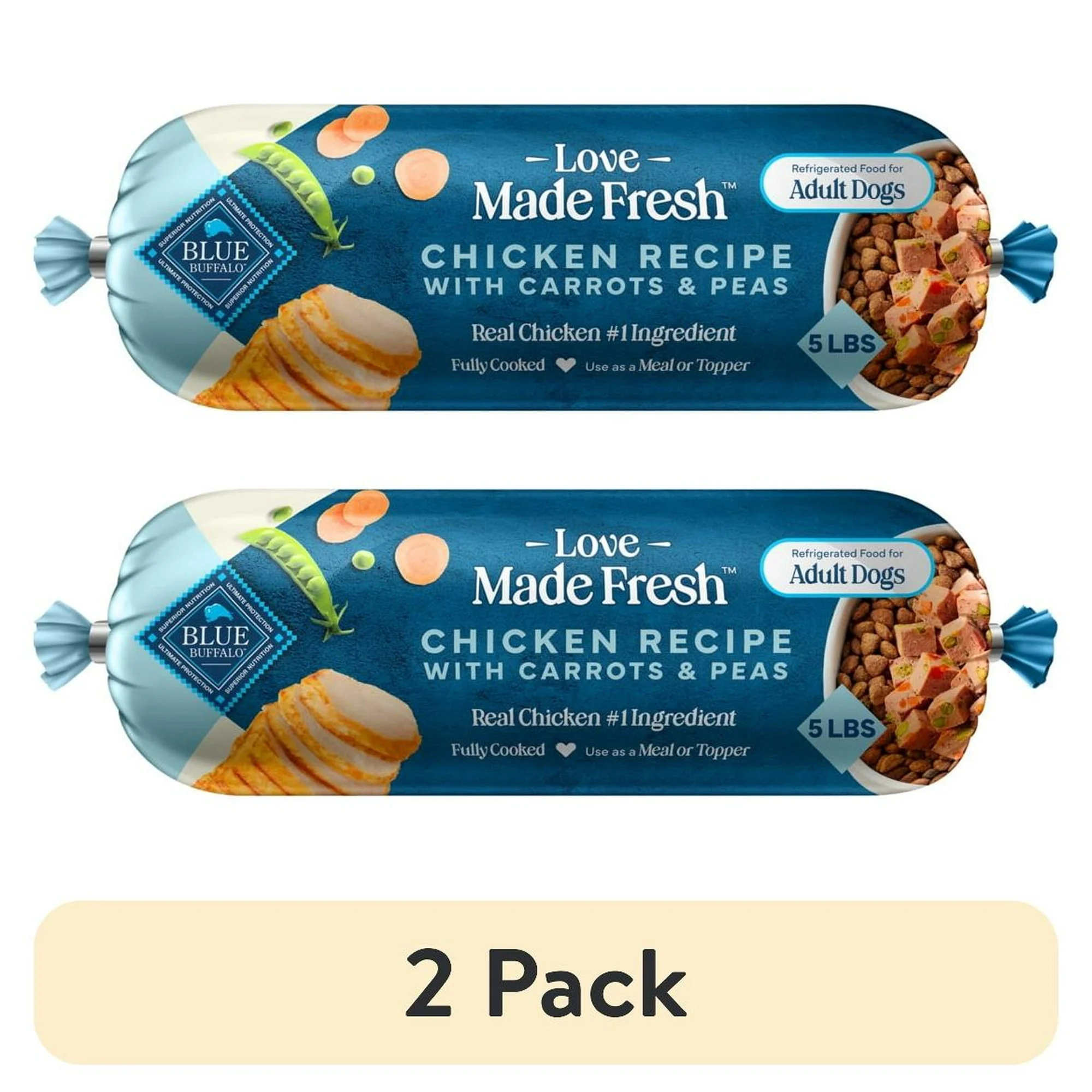 Blue Buffalo Love Made Fresh Dog Food, Refrigerated, Chicken Recipe, 5lb Roll - Image 12