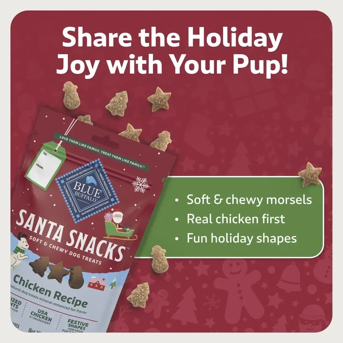 Blue Buffalo Santa Snacks Soft-Moist Dog Bits for Training, Chicken, 4.5-oz. Bag - Image 5