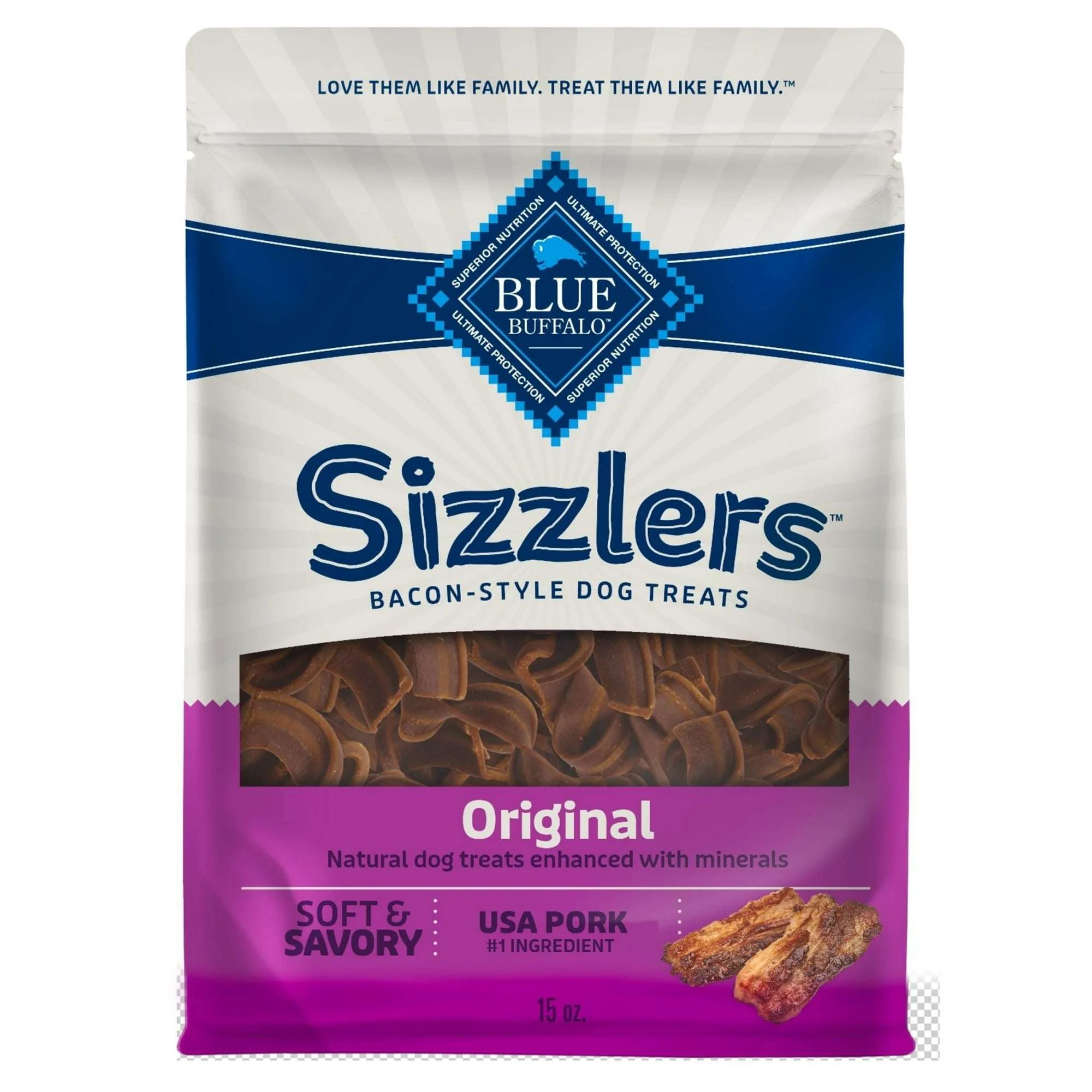 Blue Buffalo Sizzlers Bacon-Style Dog Treats with Real Pork, Original Flavor, 6-oz. - Image 10