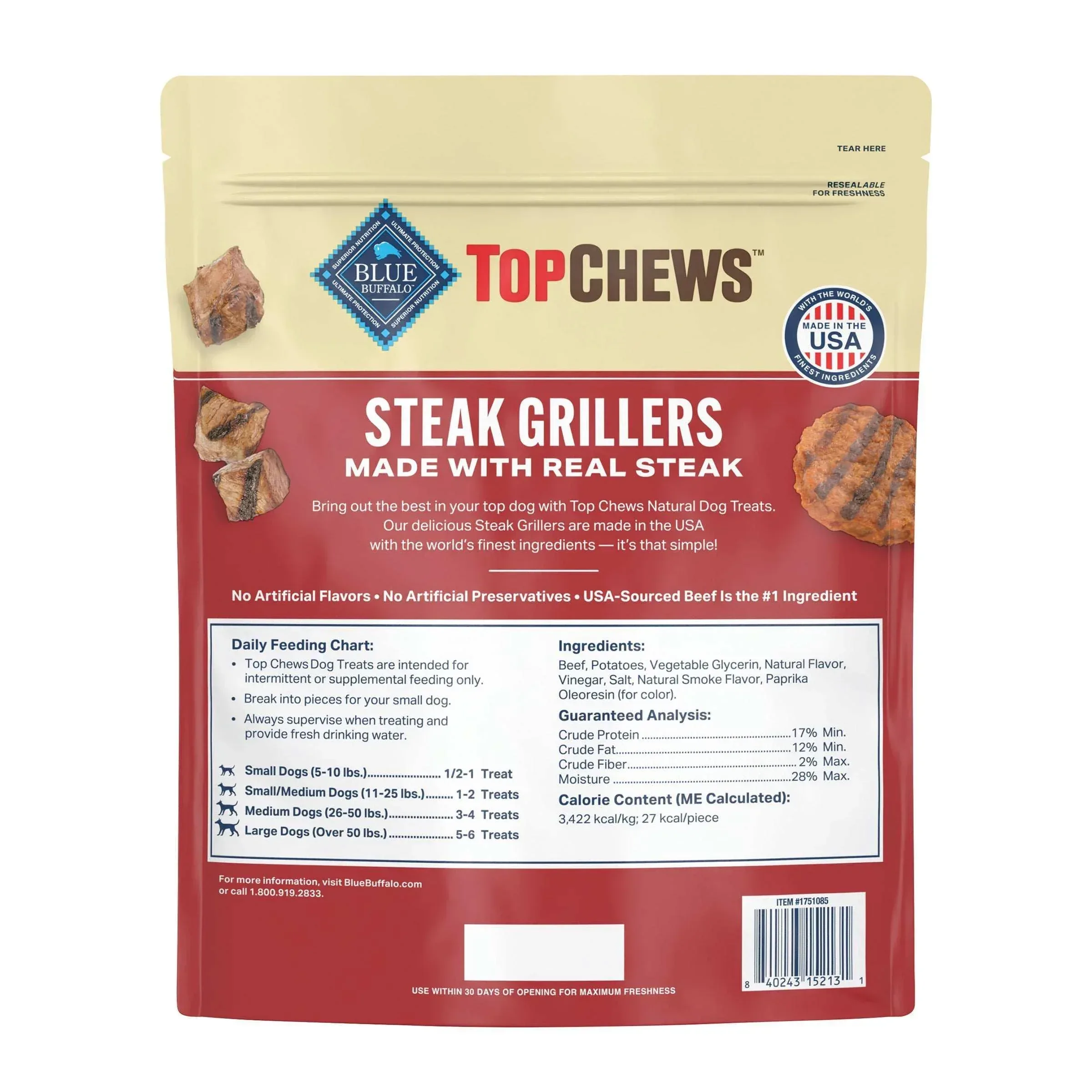 Blue Buffalo Top Chews Steak Grillers for Dogs, 32 oz - Image 2