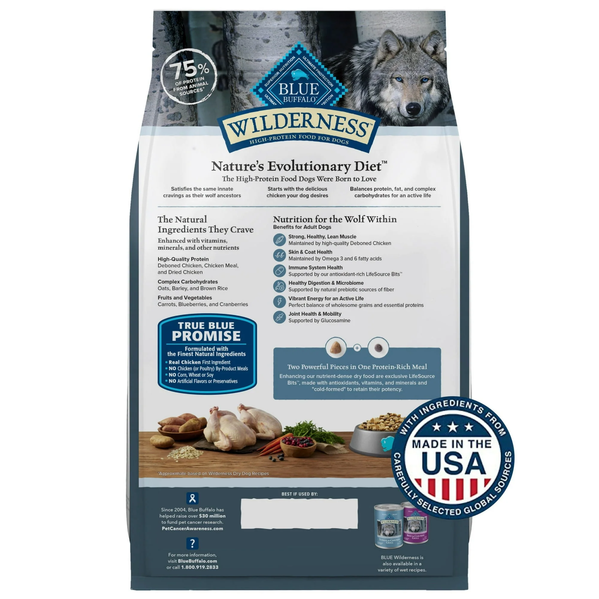 Blue Buffalo Wilderness Natural Dry Dog Food Plus Wholesome Grains, Chicken - Image 2