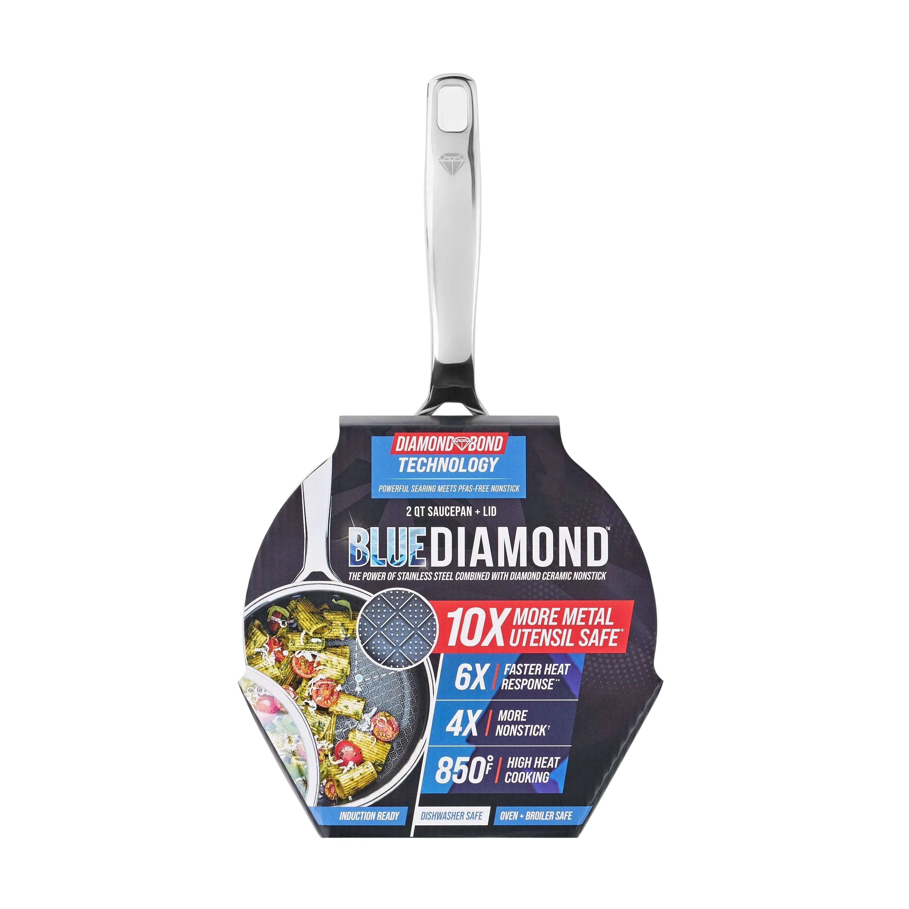 Blue Diamond Diamond Bond 2QT Hybrid Ceramic Nonstick Stainless Steel Saucepan with Lid, Induction - Image 6
