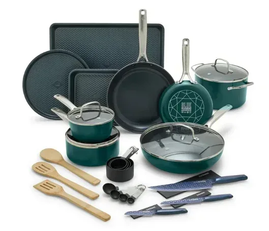Blue Diamond Green Ceramic Non-Stick 30-Piece Cookware Set, Dishwasher Safe - Image 2