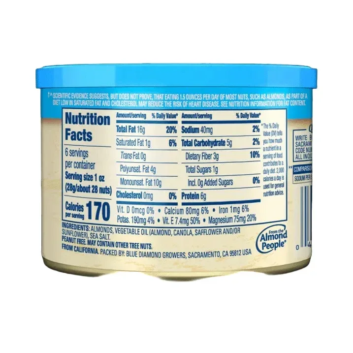 Blue Diamond Shelf Stable Almonds Lightly Salted Pieces, 6 oz Can - Image 3