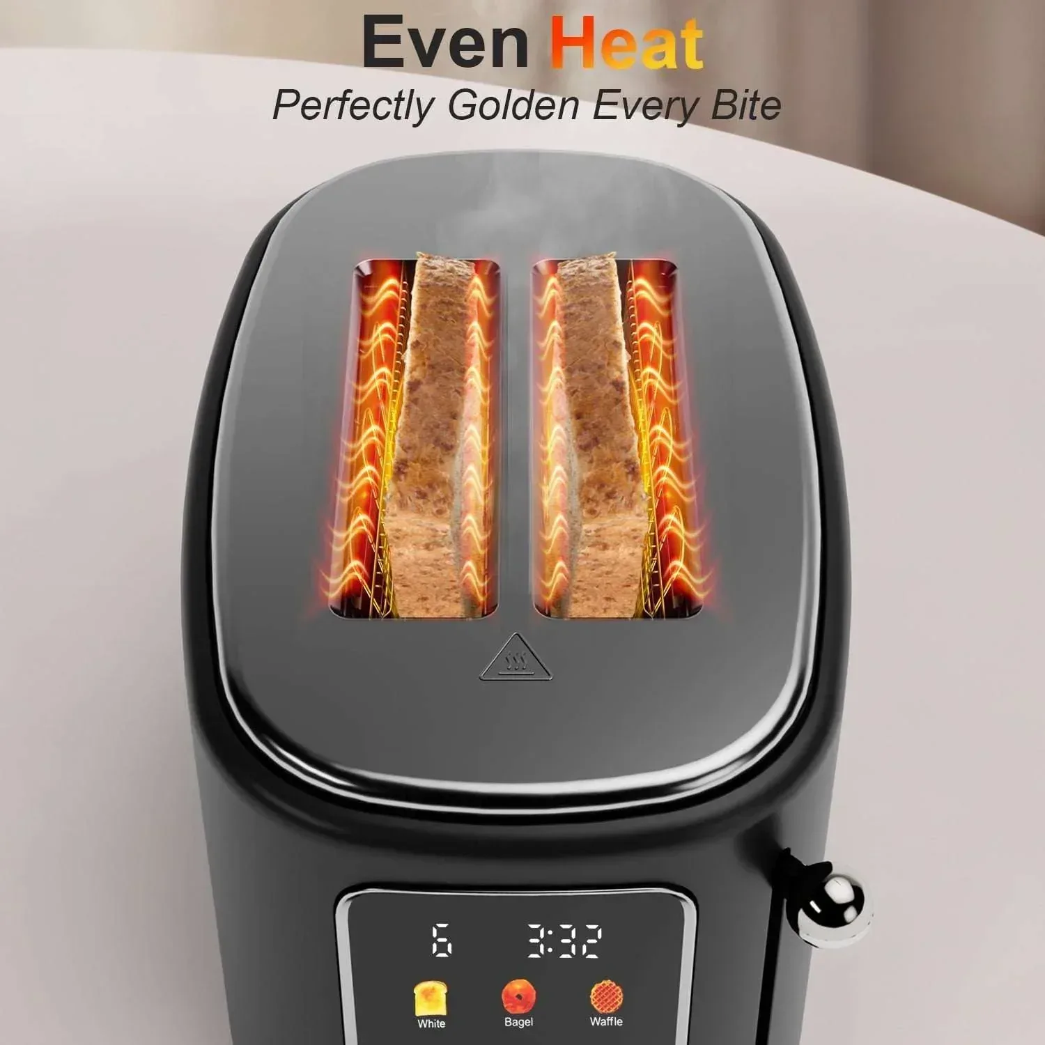Bluebow 2-Slice Toaster with Touchscreen, 1.5" Wide Slots, 6 Bread Types & Shade Settings, Reheat, Defrost, Cancel, Removable Tray - Image 6