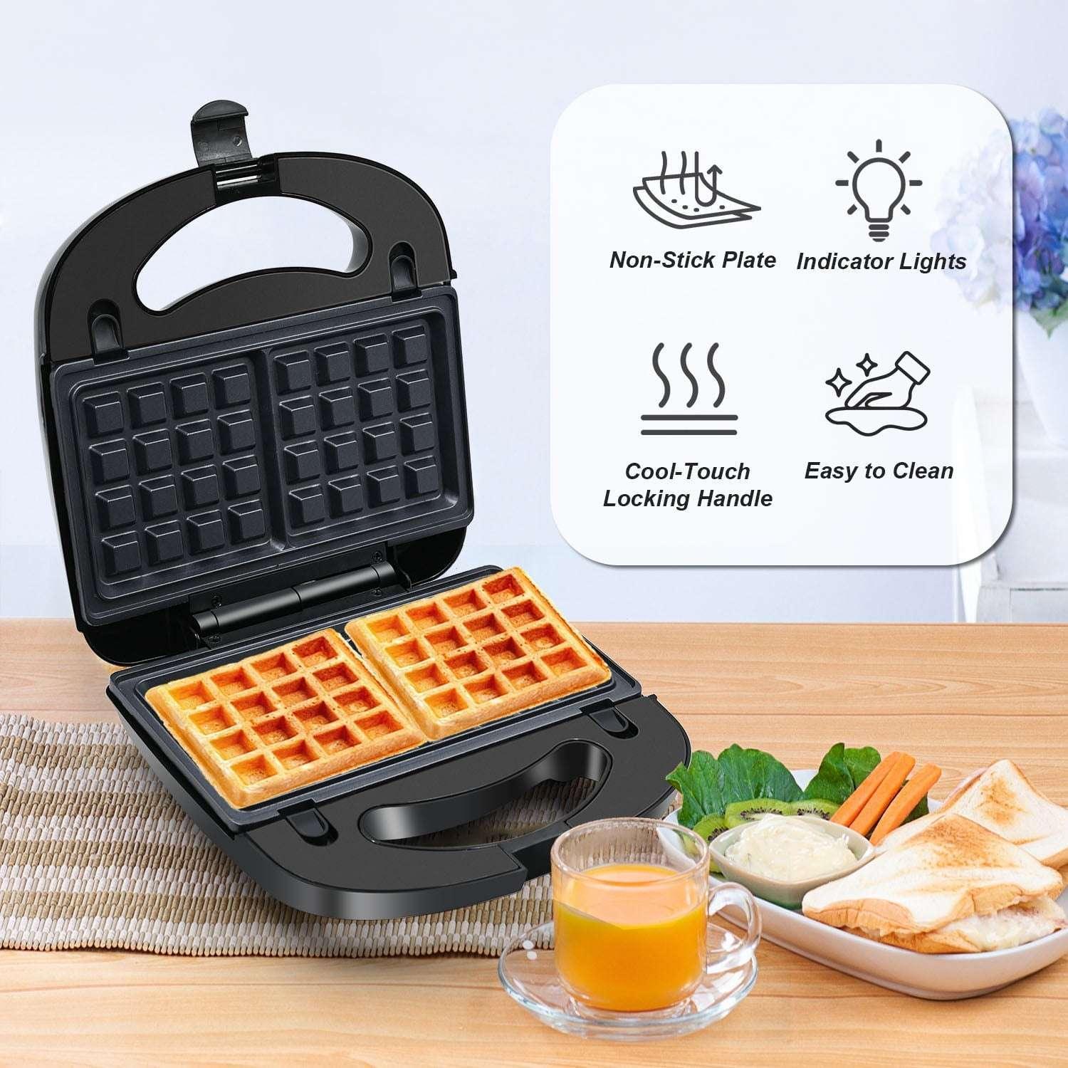 Bluebow 3 in 1 Sandwich Maker, 2 Slice Waffle Maker, Panini Press Grill with Removable Non-Stick Plates, Breakfast Grilled Cheese Maker - Image 4