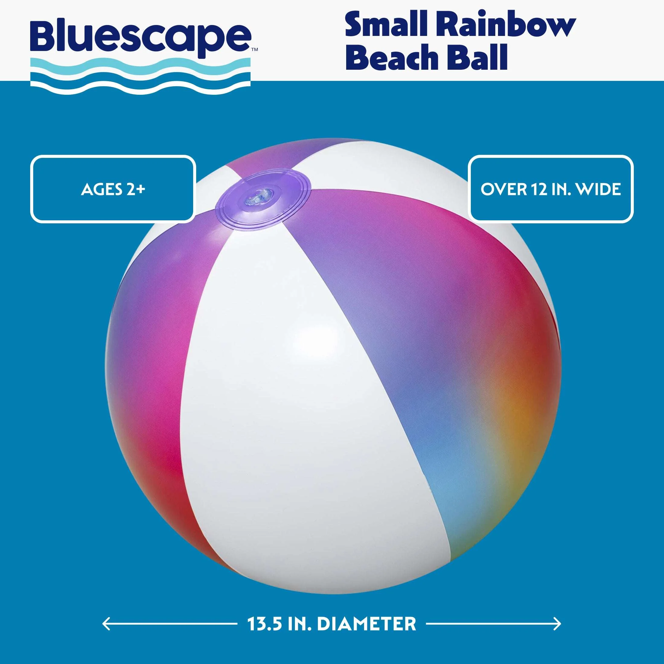 Bluescape Rainbow Inflatable Small Beach Ball 13.5" - Image 2
