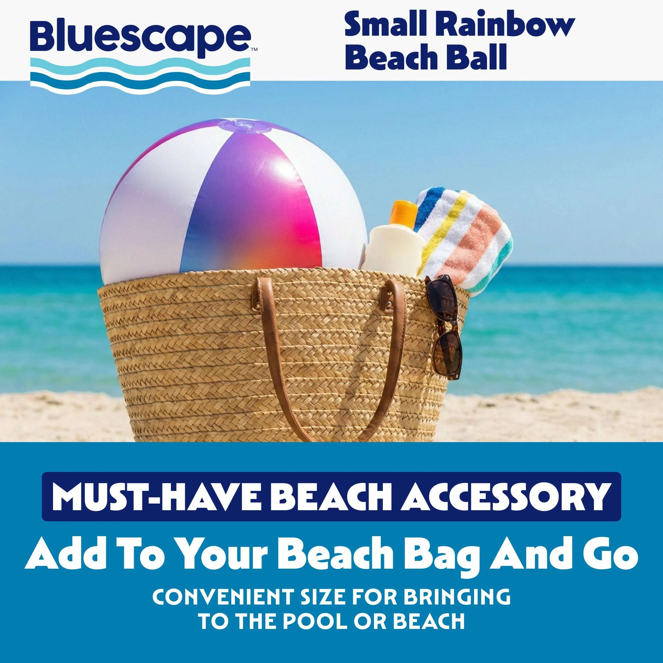 Bluescape Rainbow Inflatable Small Beach Ball 13.5" - Image 4