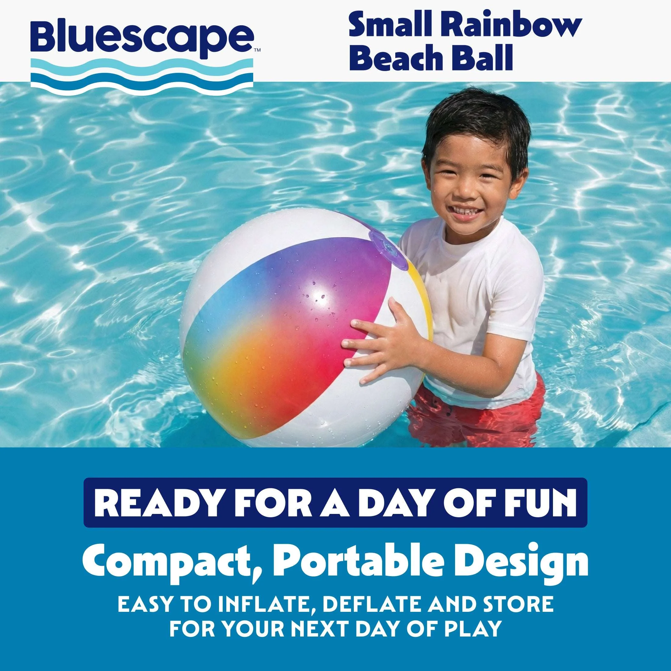 Bluescape Rainbow Inflatable Small Beach Ball 13.5" - Image 6