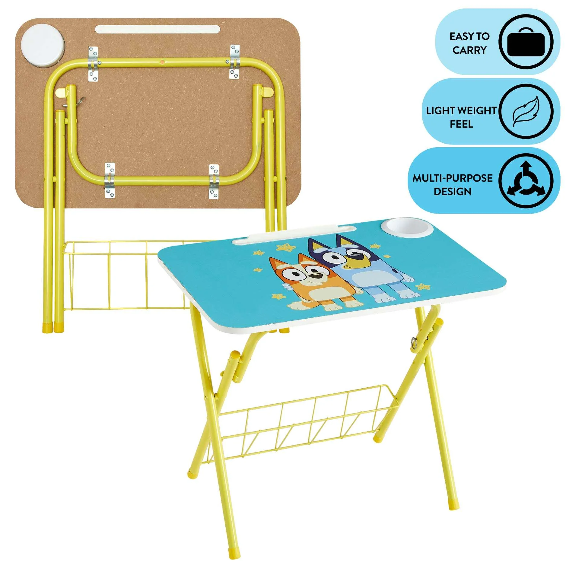Bluey Kids' 2-piece Activity Desk and Chair Set, Blue/Yellow - Image 5