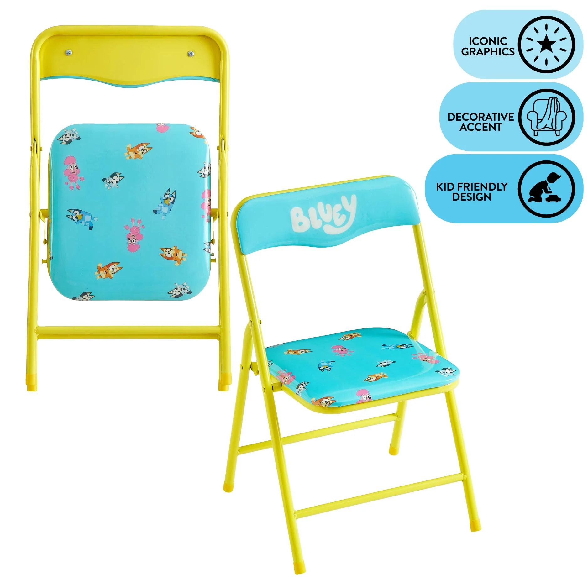 Bluey Kids' 2-piece Activity Desk and Chair Set, Blue/Yellow - Image 6