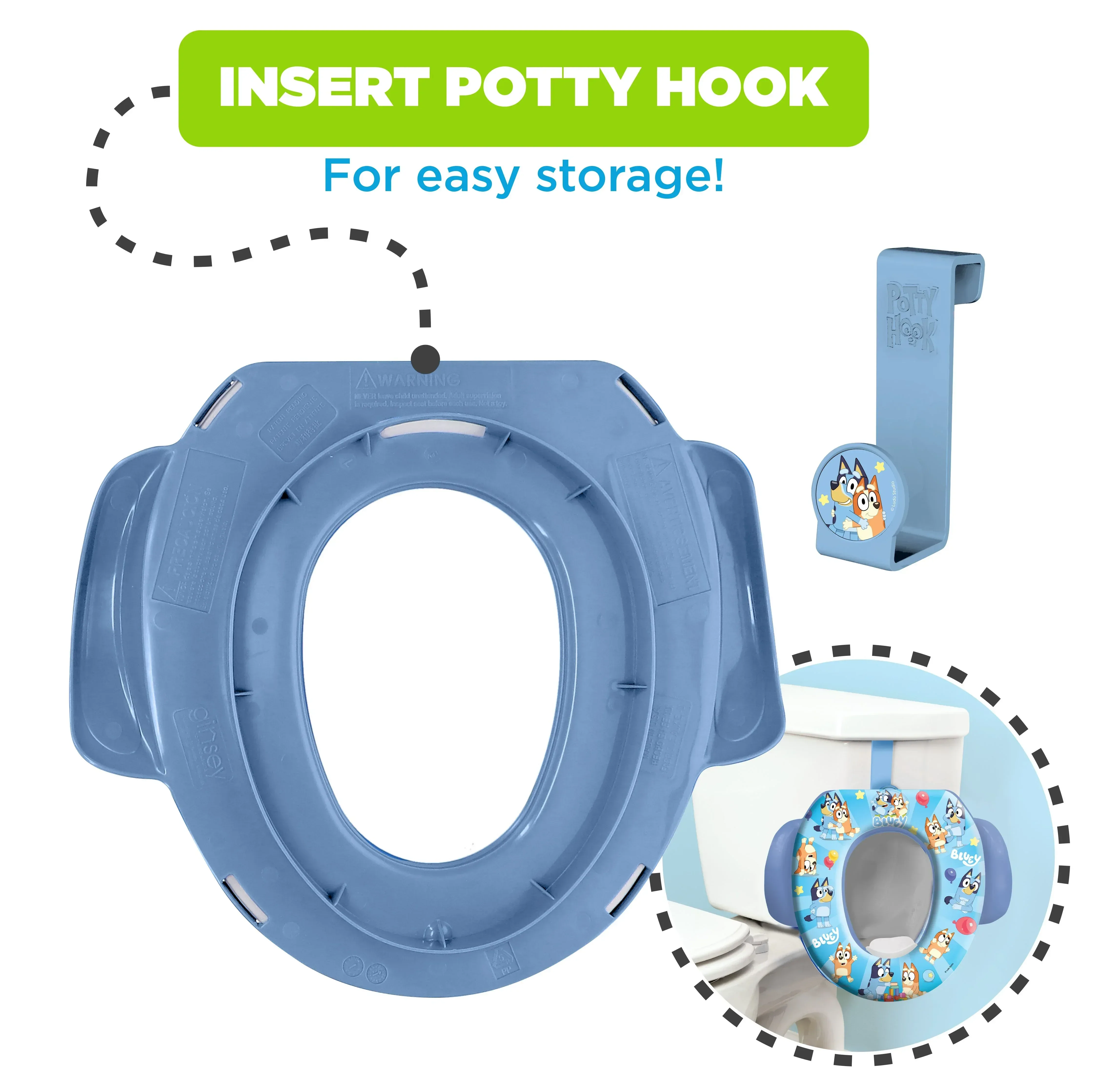 Bluey Soft Potty Training Seat for Toddlers with Hanging Hook, Fits Standard Toilets - Image 3