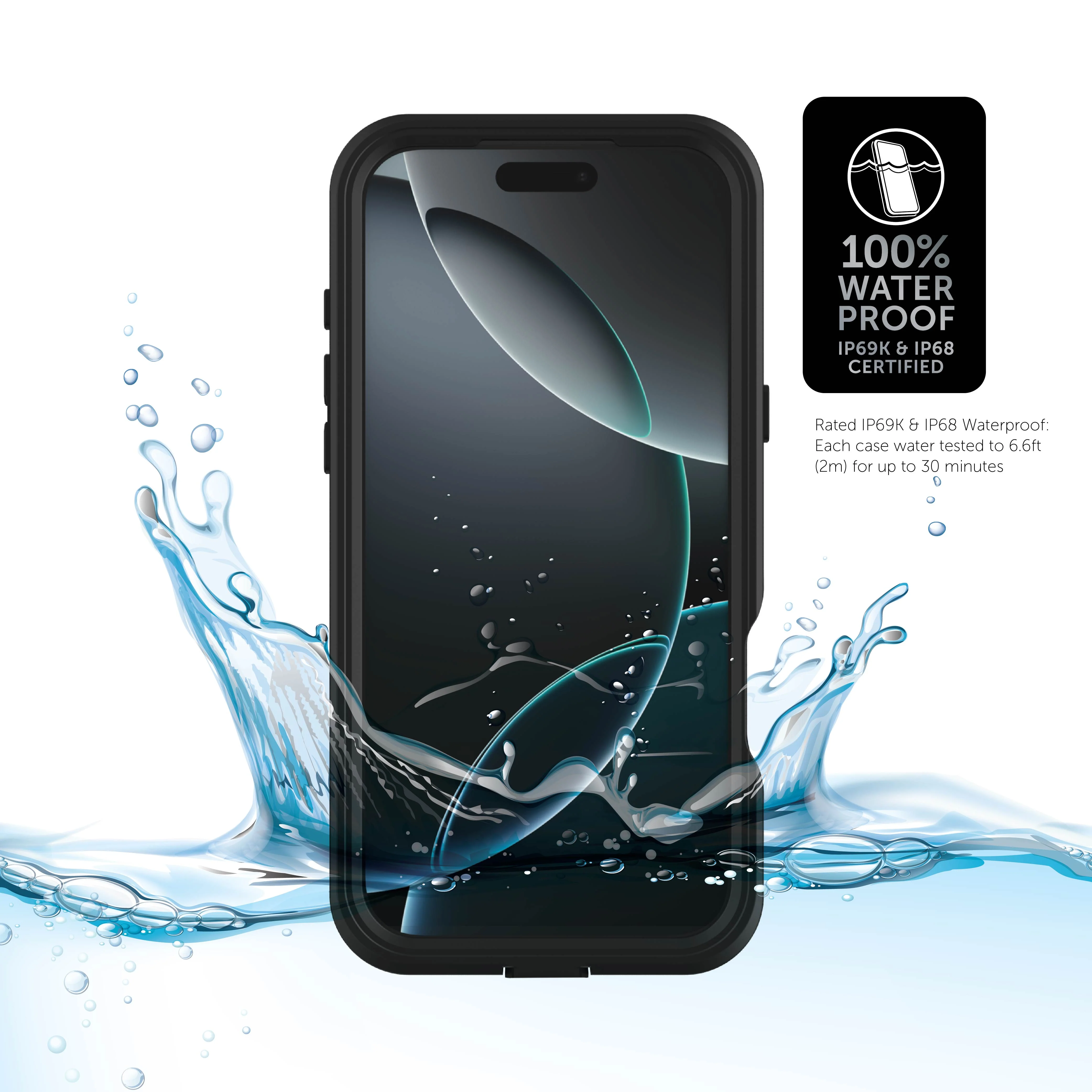 Body Glove Tidal Waterproof Phone Case for iPhone 16 - Black/Clear - Image 10