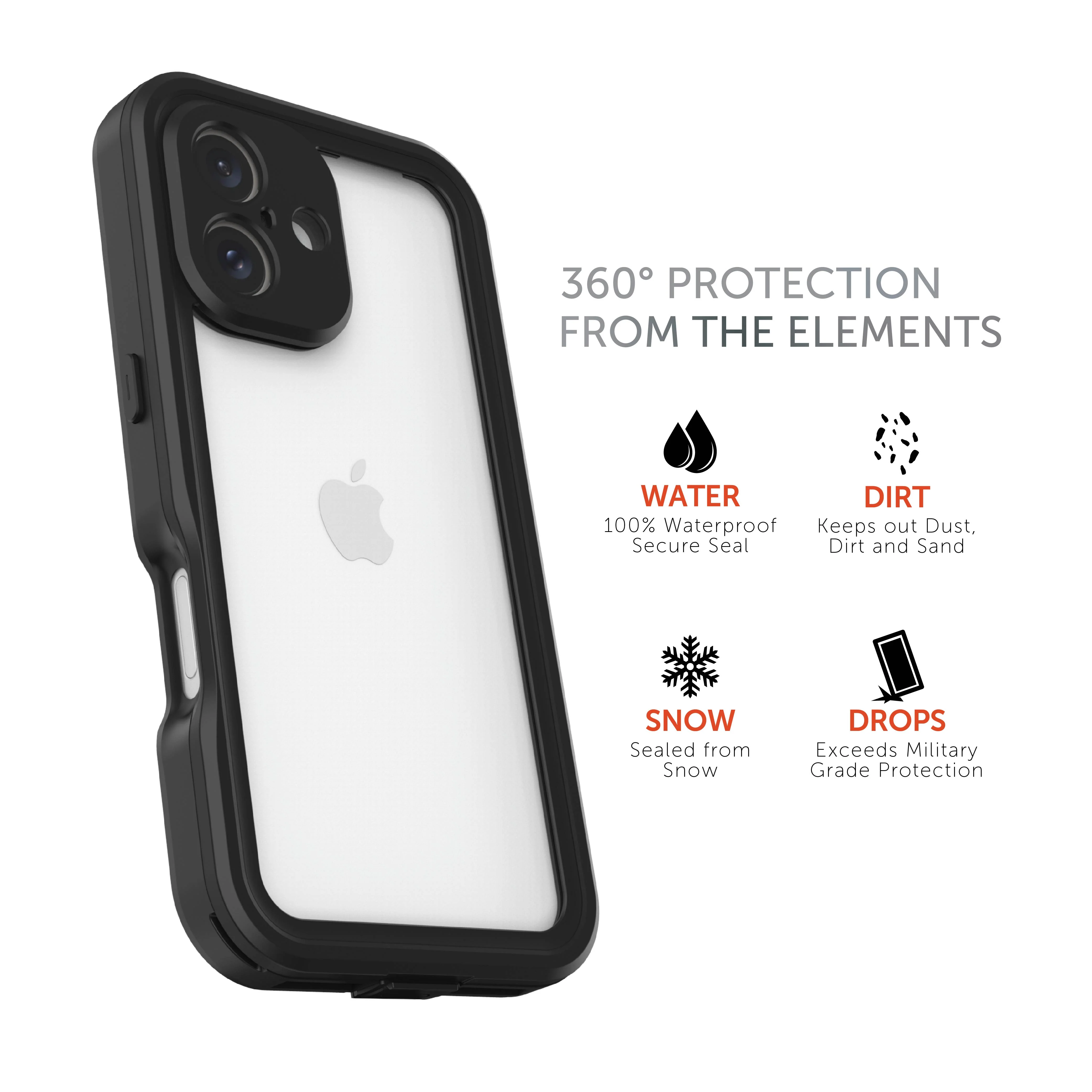 Body Glove Tidal Waterproof Phone Case for iPhone 16 - Black/Clear - Image 3