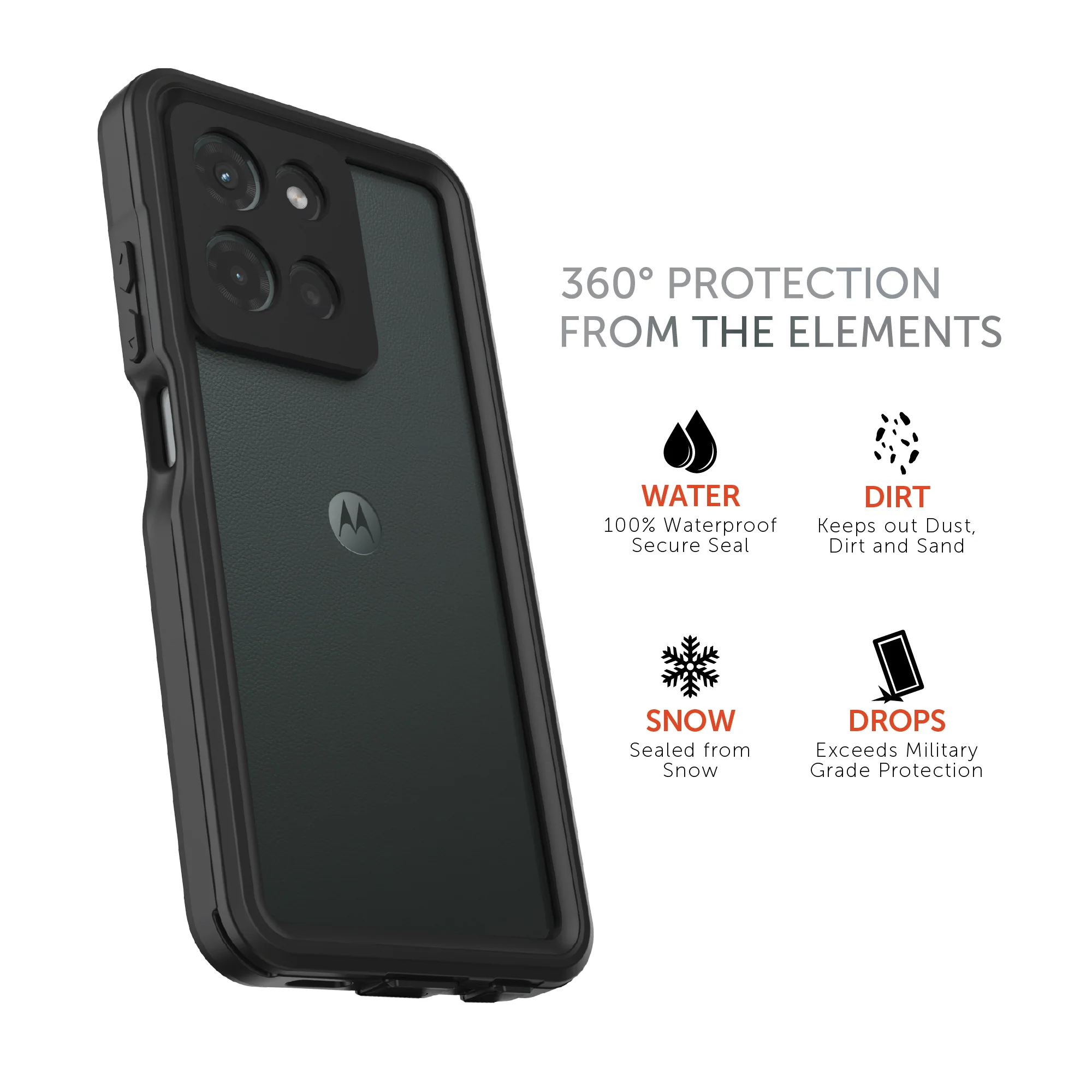 Body Glove Tidal Waterproof Phone Case for Motorola moto g (2025) - Black/Clear - Image 2