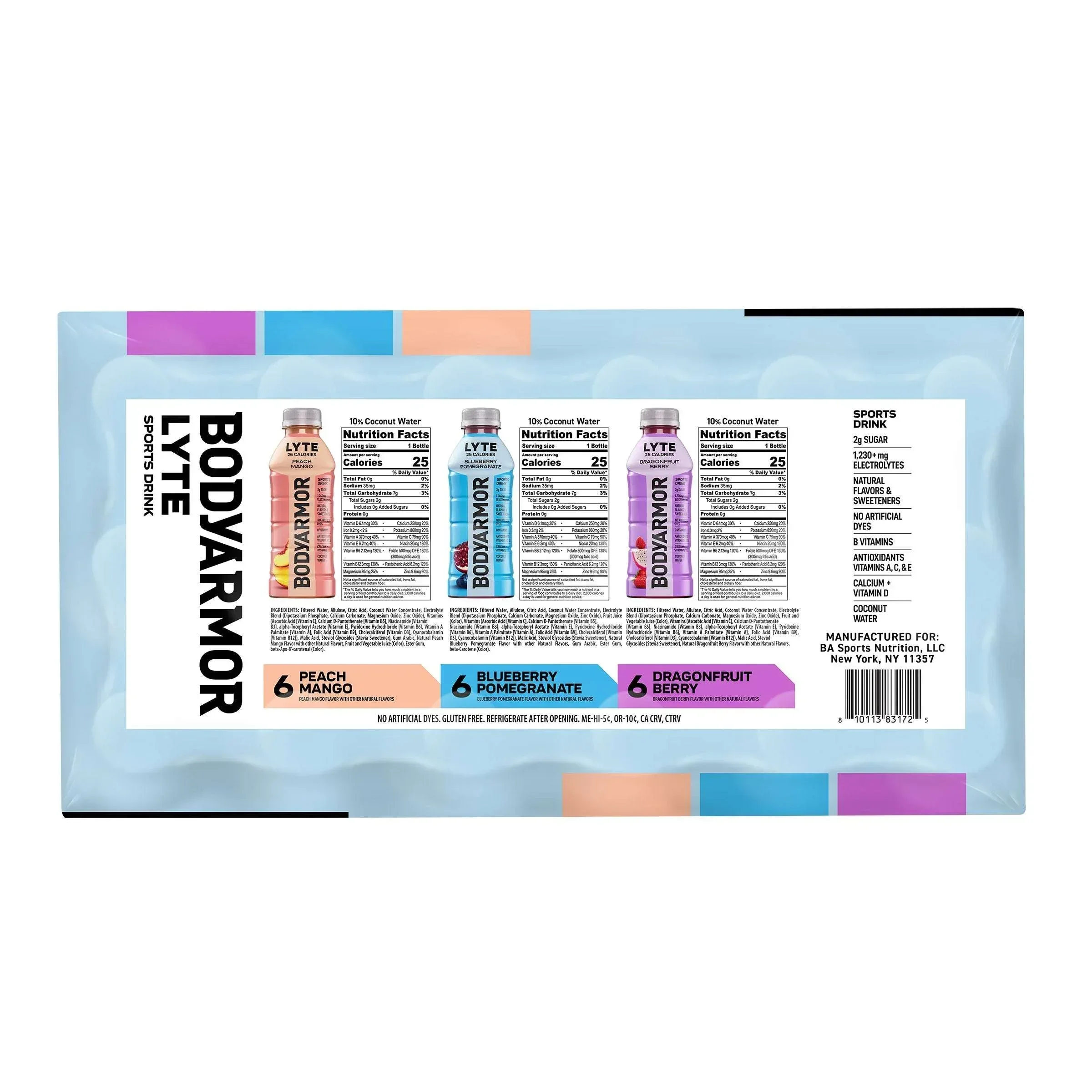 BODYARMOR Lyte SuperDrink, Variety Pack, 20 fl oz, 18-count - Image 6