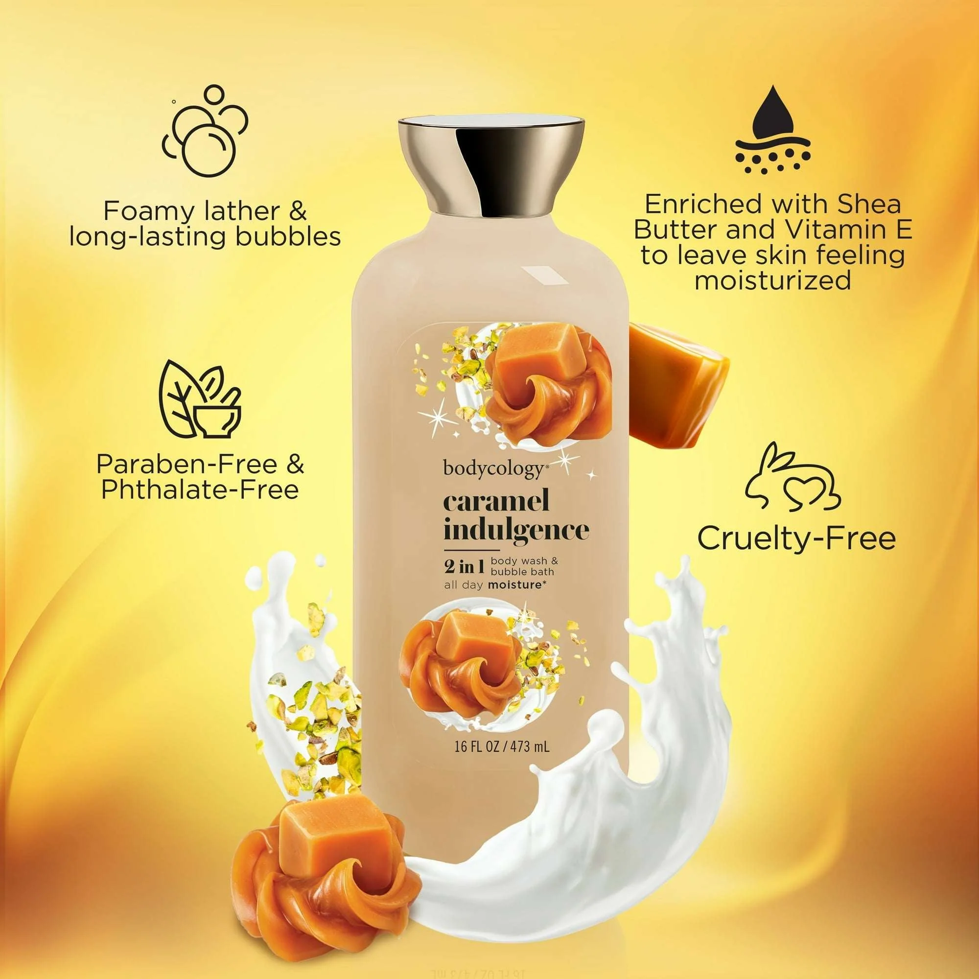 Bodycology 2-in-1 Body Wash & Bubble Bath, Caramel Indulgence, 16 fl oz - Image 4