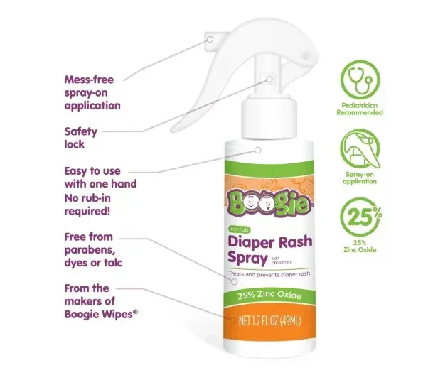 Boogie No-Rub Liquid Diaper Rash Spray with Zinc Oxide, 1.7 fl oz - Image 4