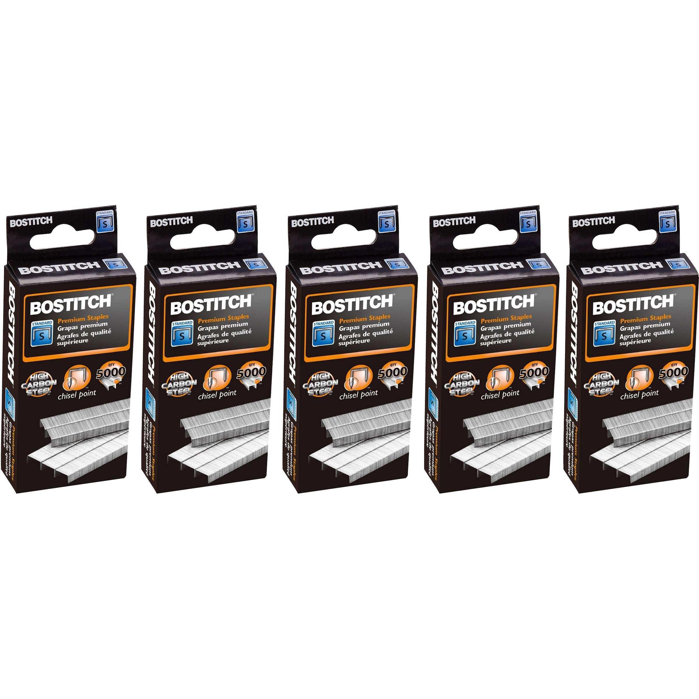Bostitch 1/4" Premium Staples, Standard Chisel Point, 5,000 Staples, 5-count