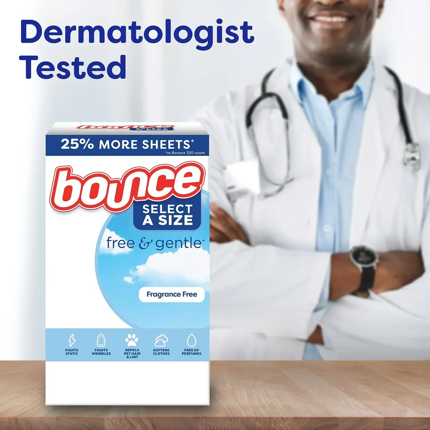 Bounce Select a Size Free & Gentle Dryer Sheets, Unscented, 400 ct. - Image 7