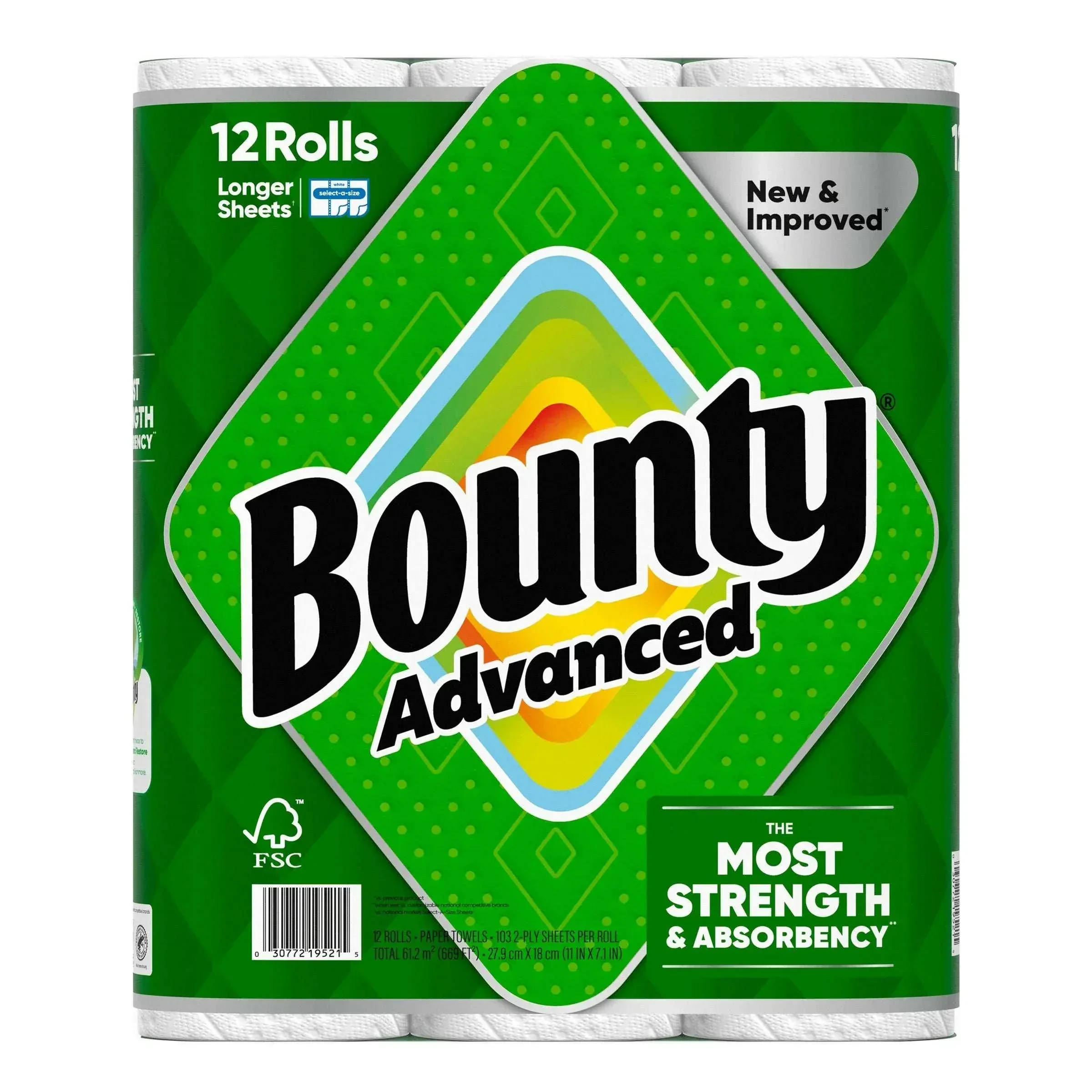 Bounty Advanced Paper Towels, 2-Ply, 103 Sheets, 12-count - Image 2